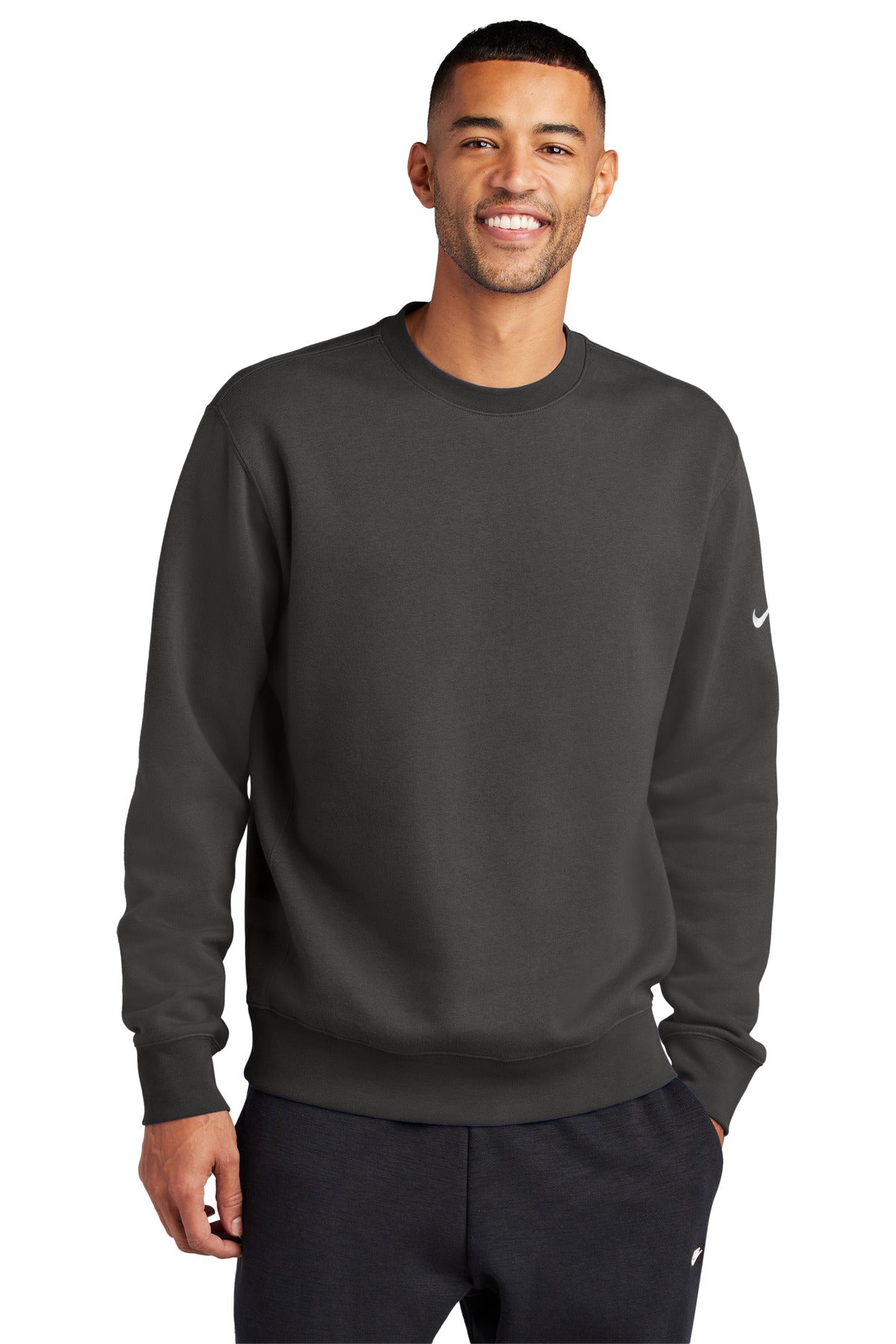 Custom Embroidery or DTF Print - Nike Club Fleece Sleeve Swoosh Crew NKFD9863