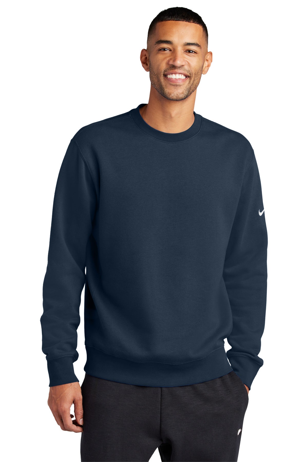 Custom Embroidery or DTF Print - Nike Club Fleece Sleeve Swoosh Crew NKFD9863