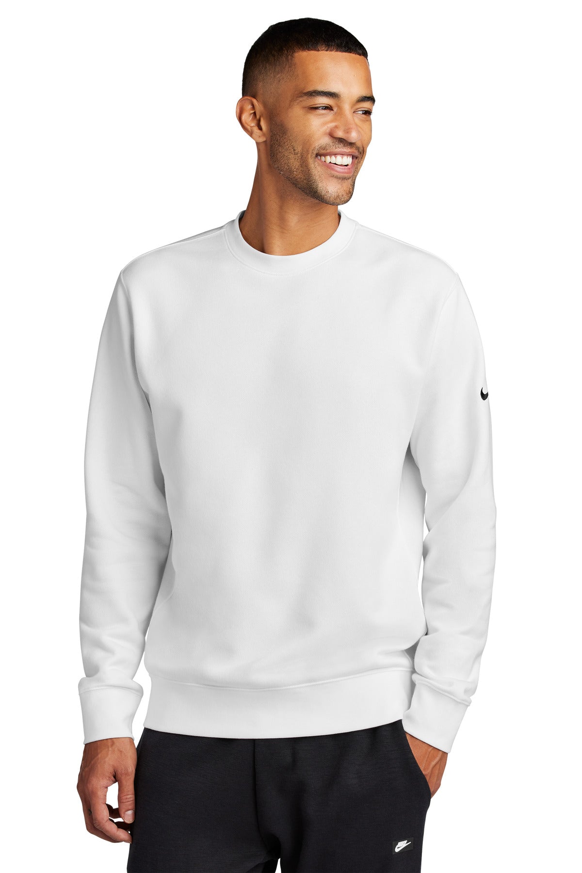 Custom Embroidery or DTF Print - Nike Club Fleece Sleeve Swoosh Crew NKFD9863
