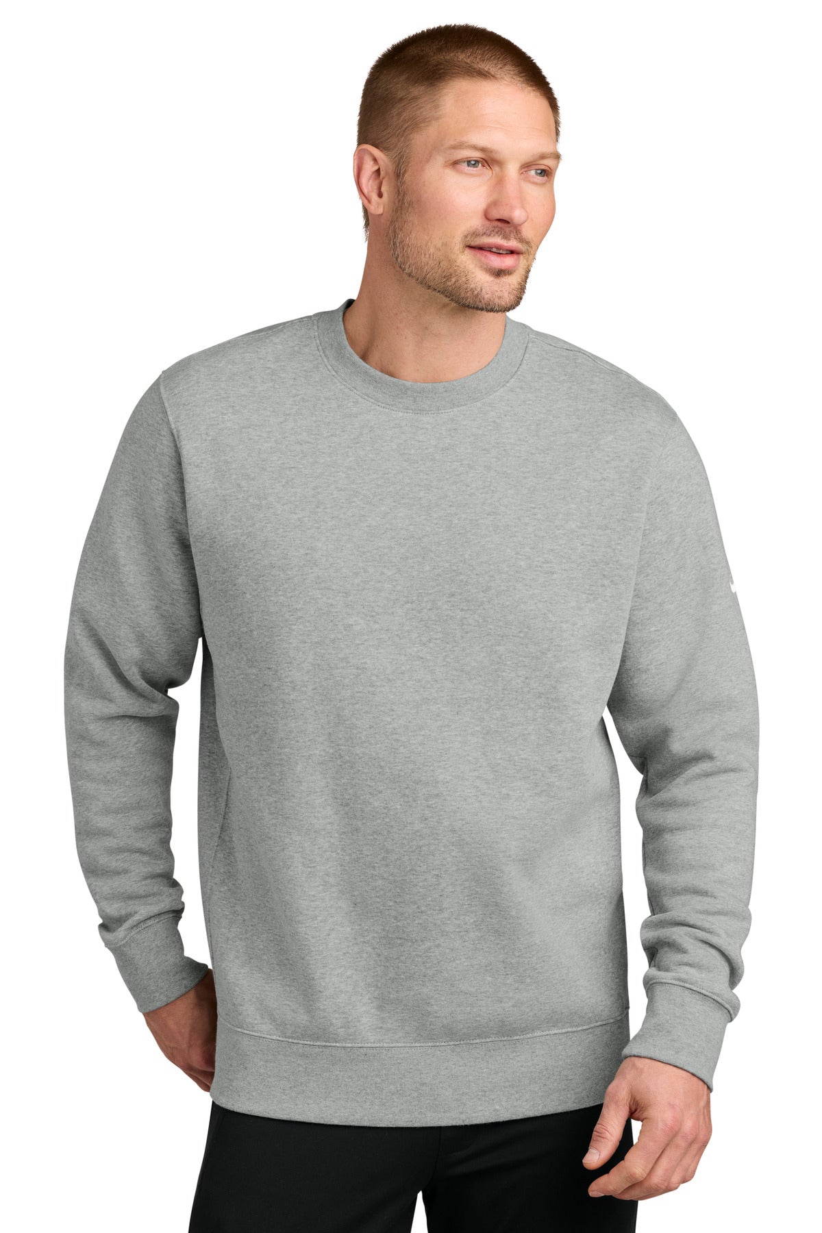 Custom Embroidery or DTF Print - Nike Club Fleece Sleeve Swoosh Crew NKFD9863