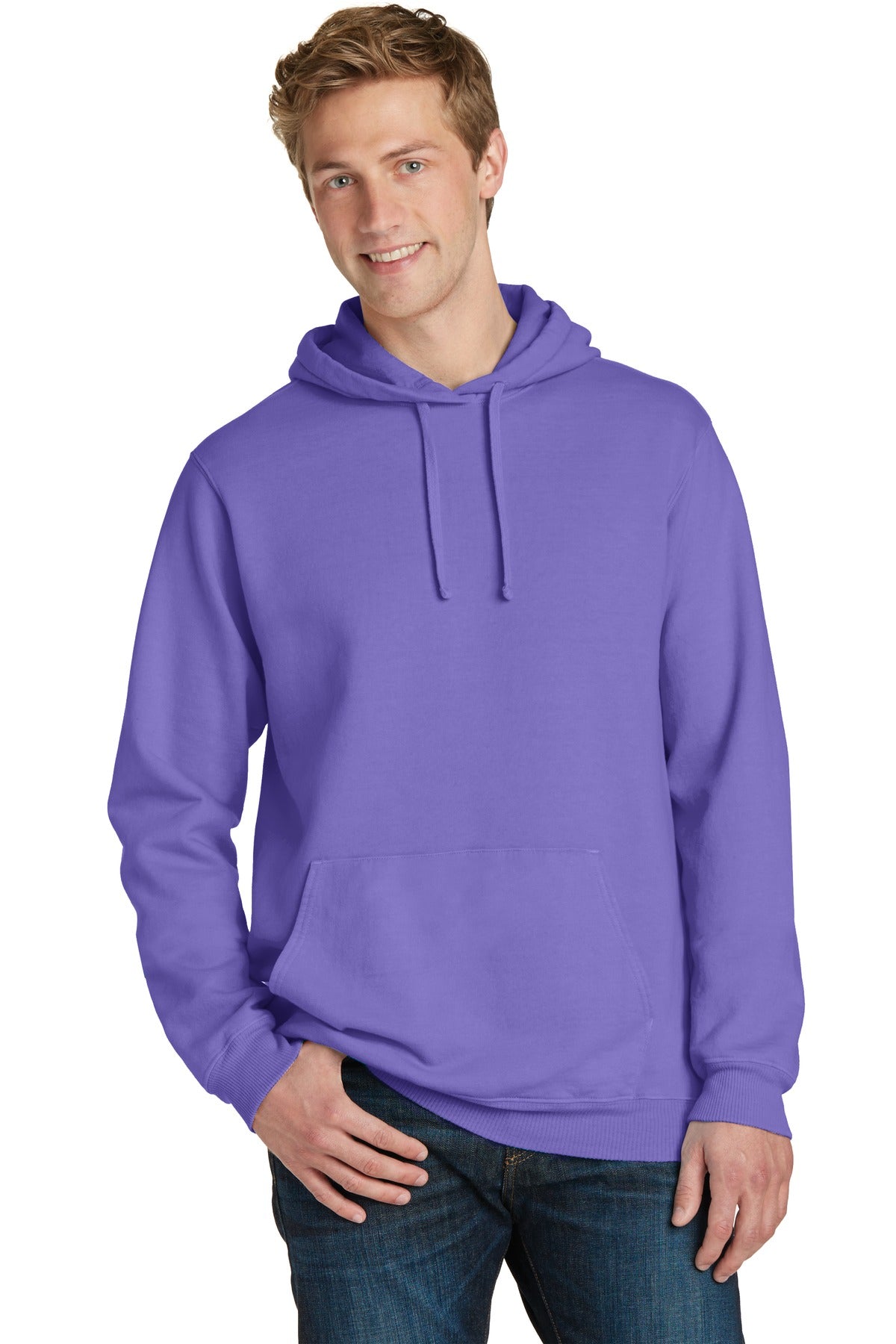 Custom Embroidered or DTF Print on Port & Co ™ Beach Wash ® Garment-Dyed Pullover Hooded Sweatshirt. PC098H