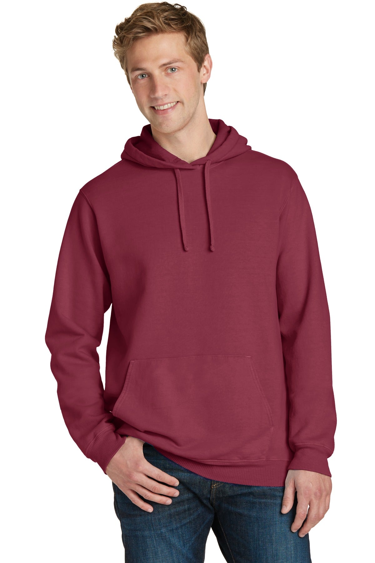 Custom Embroidered - Port & Company® Beach Wash® Garment-Dyed Pullover Hooded Sweatshirt. PC098H