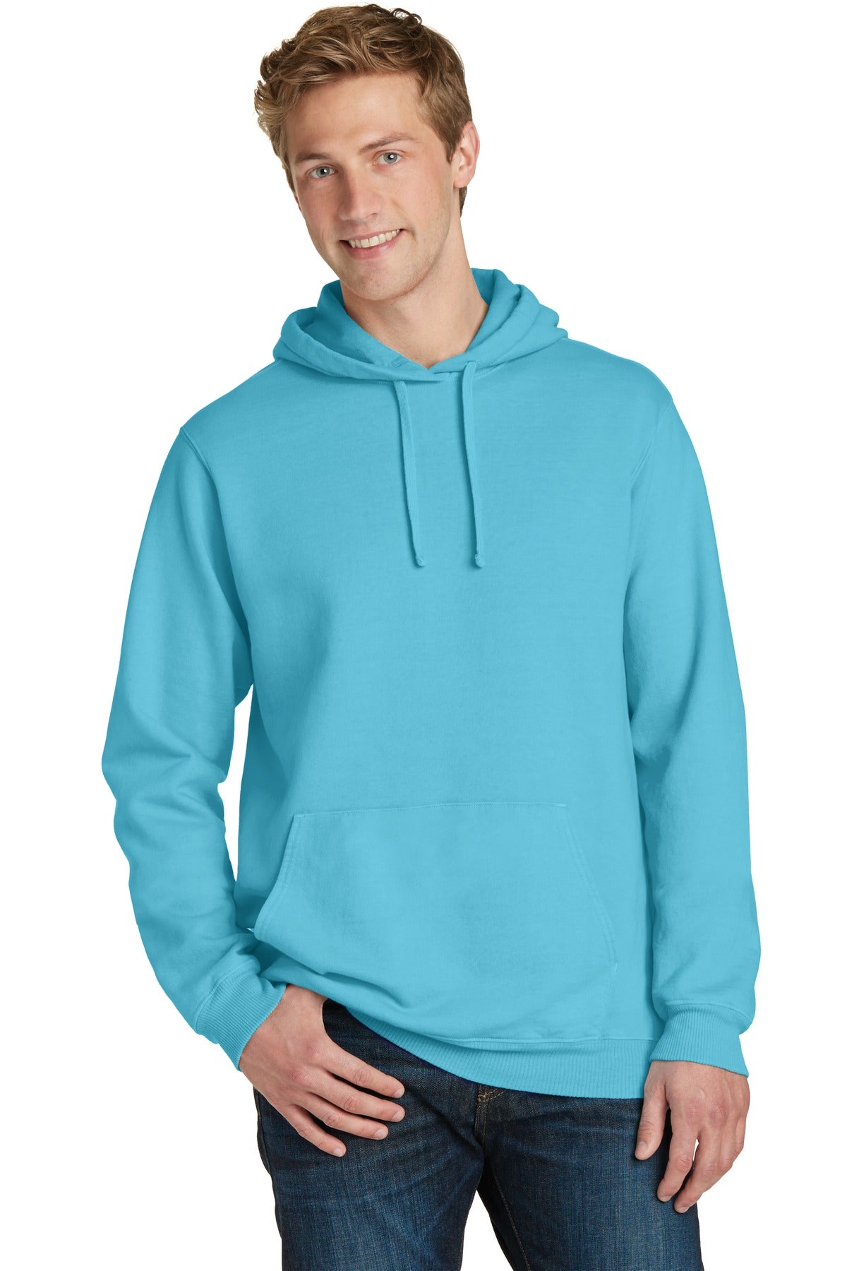 Custom Embroidered - Port & Company® Beach Wash® Garment-Dyed Pullover Hooded Sweatshirt. PC098H