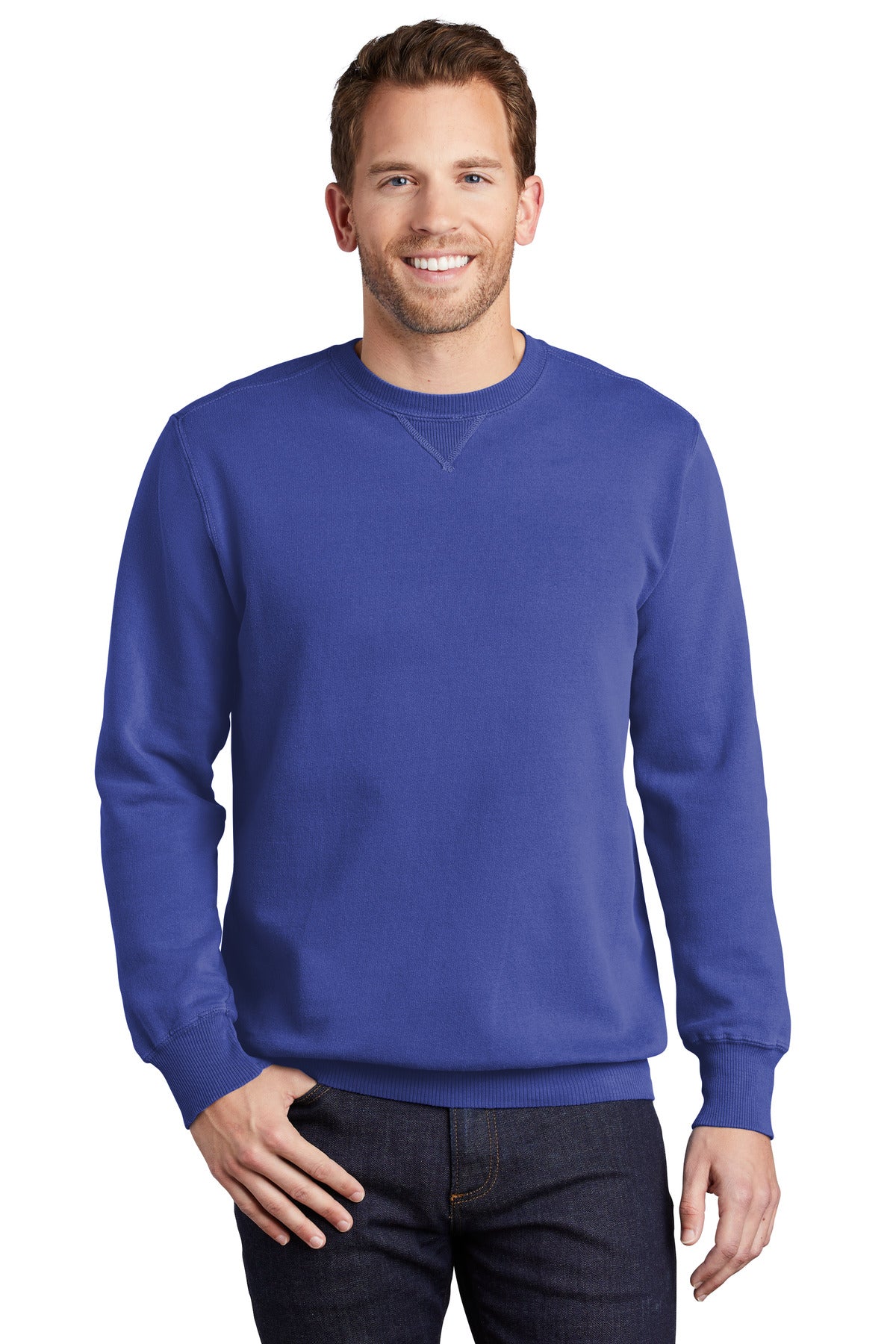 Custom Embroidered - Port & Company® Beach Wash® Garment-Dyed Crewneck Sweatshirt PC098