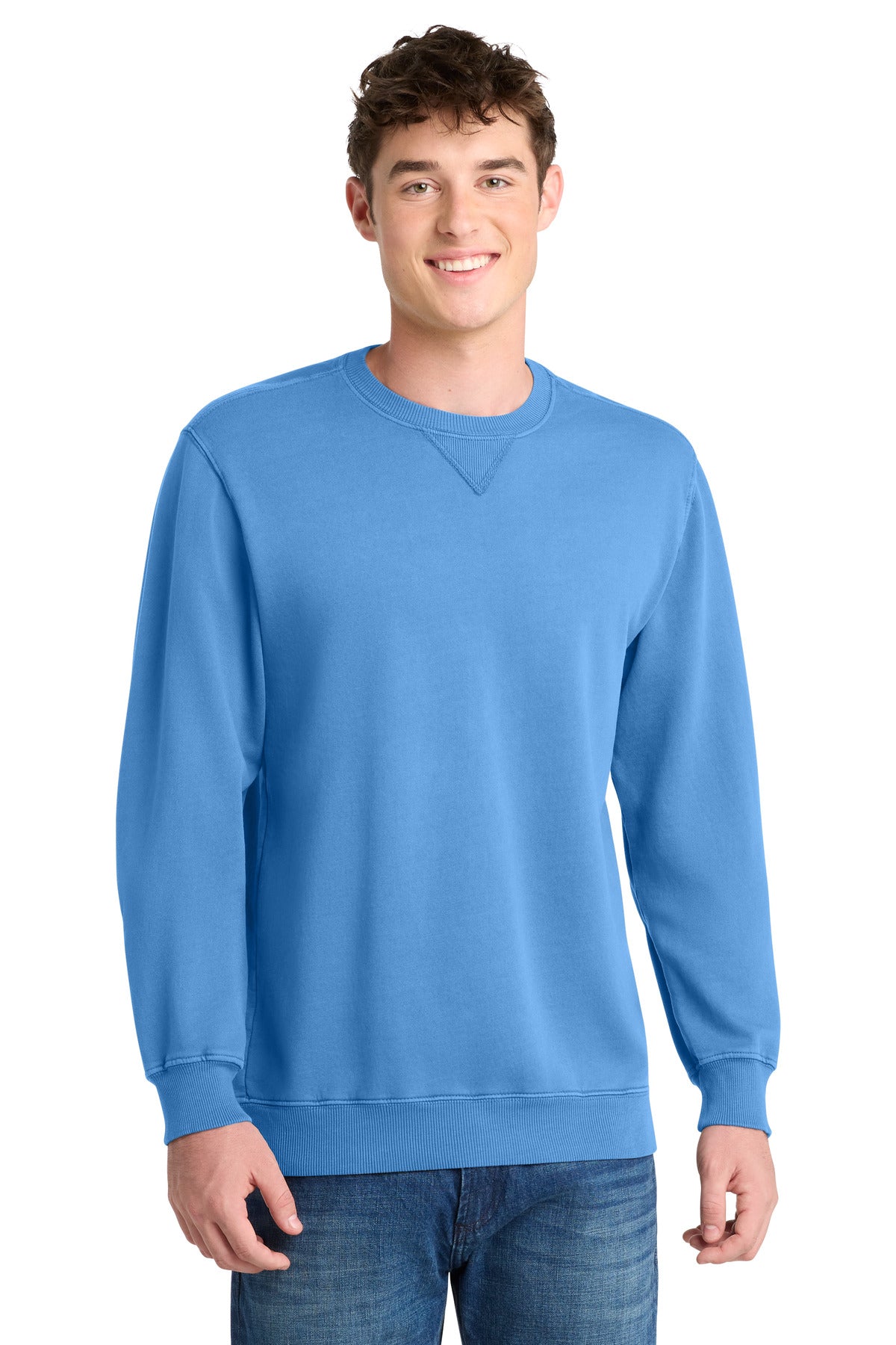 Custom Embroidery or DTF Print - Port & Co ® Beach Wash ® Garment-Dyed Crewneck Sweatshirt PC098