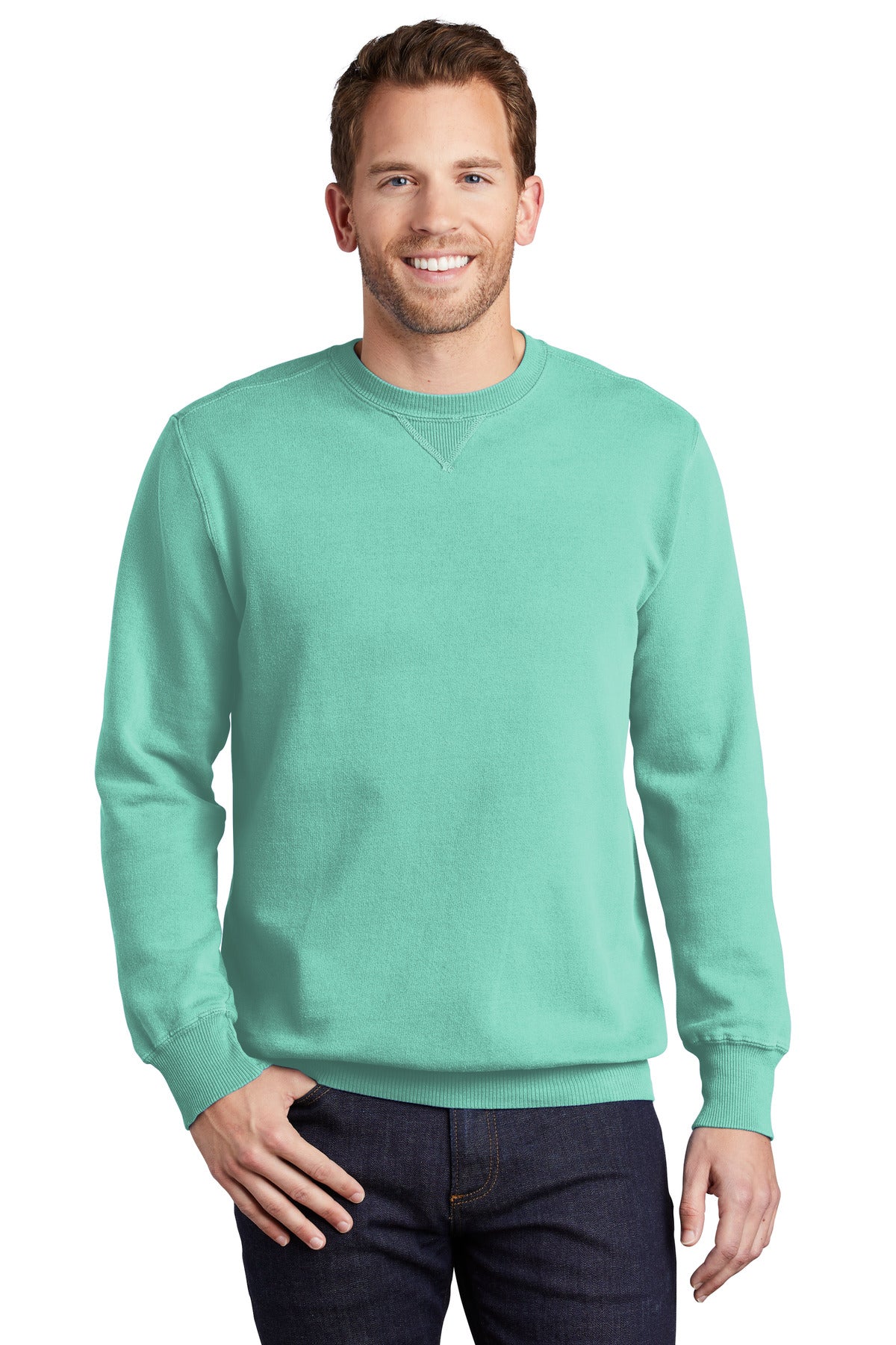 Custom Embroidered - Port & Company® Beach Wash® Garment-Dyed Crewneck Sweatshirt PC098