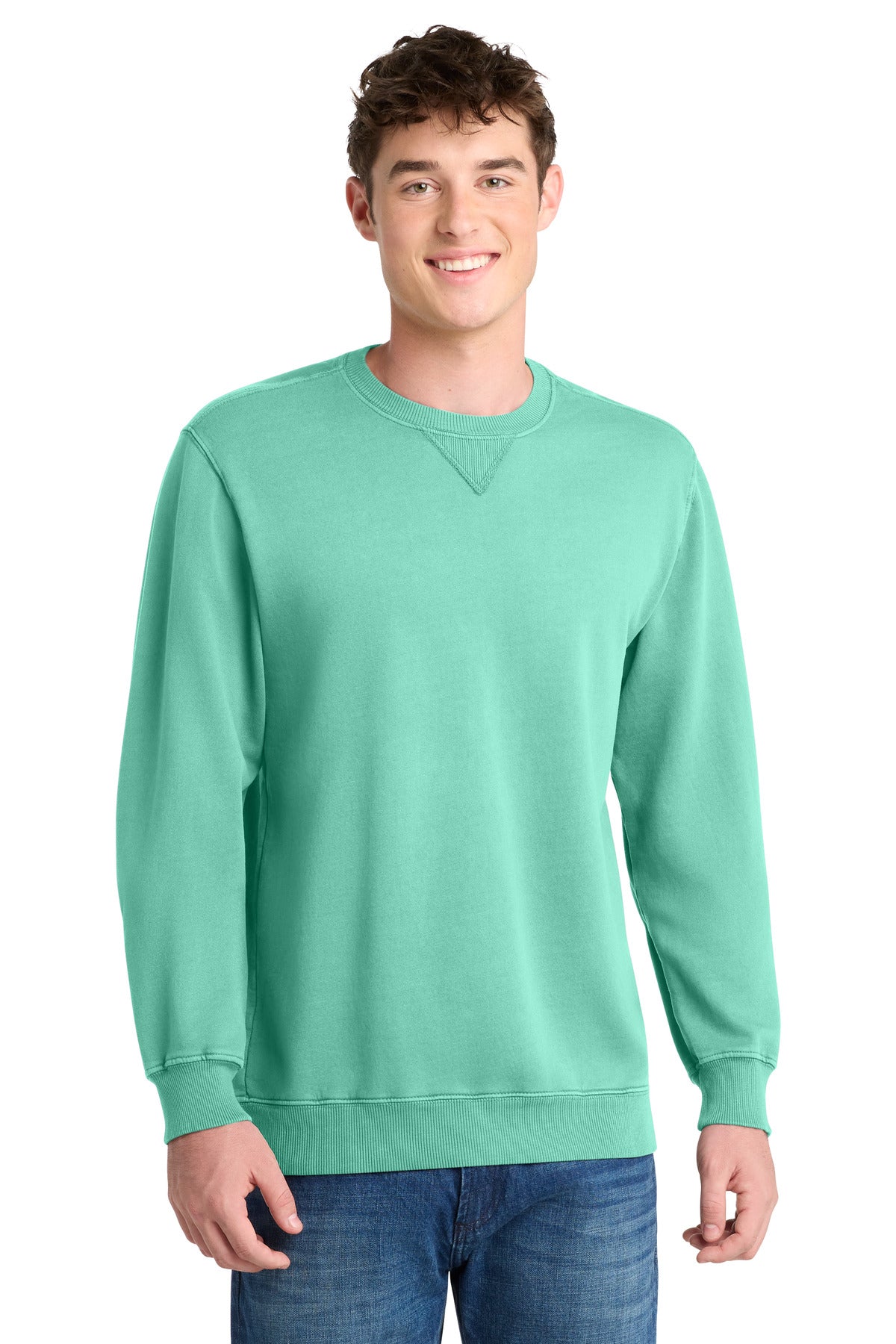 Custom Embroidery or DTF Print - Port & Co ® Beach Wash ® Garment-Dyed Crewneck Sweatshirt PC098