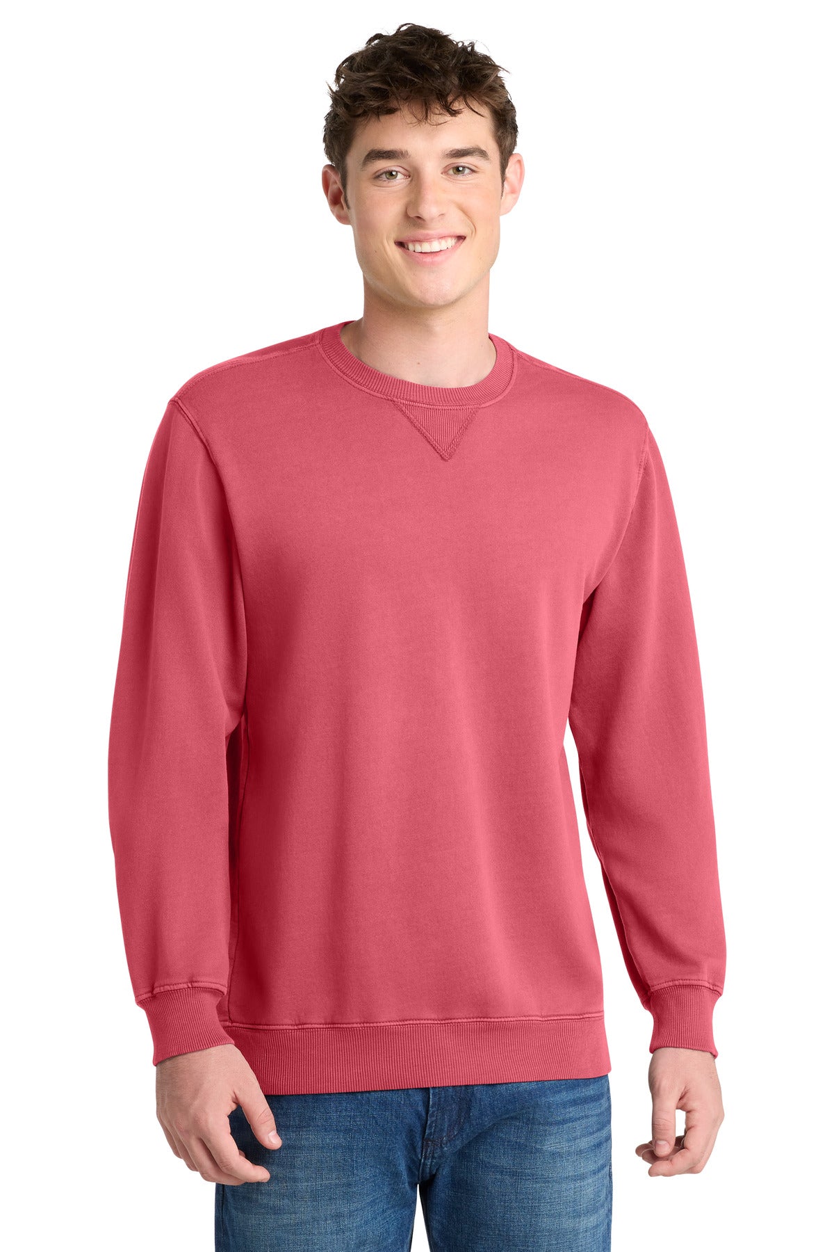 Custom Embroidery or DTF Print - Port & Co ® Beach Wash ® Garment-Dyed Crewneck Sweatshirt PC098