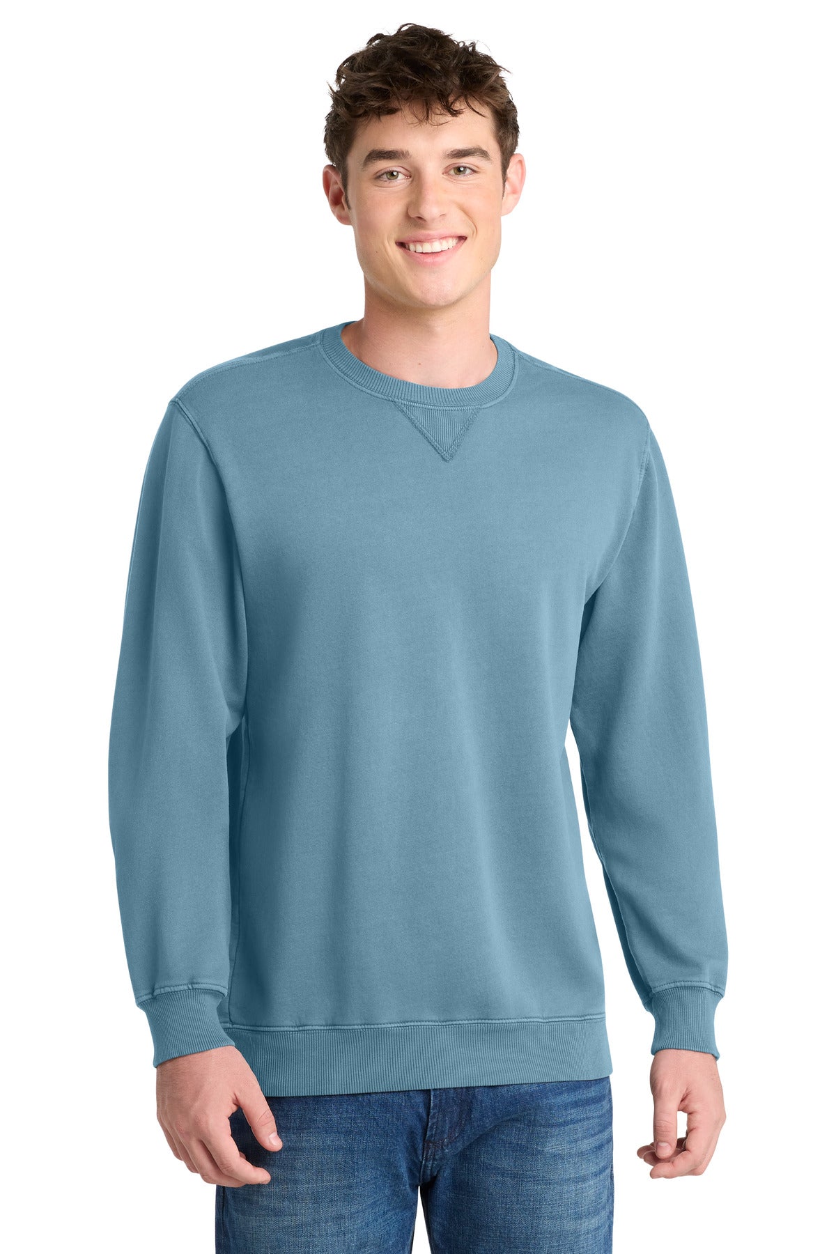 Custom Embroidery or DTF Print - Port & Co ® Beach Wash ® Garment-Dyed Crewneck Sweatshirt PC098