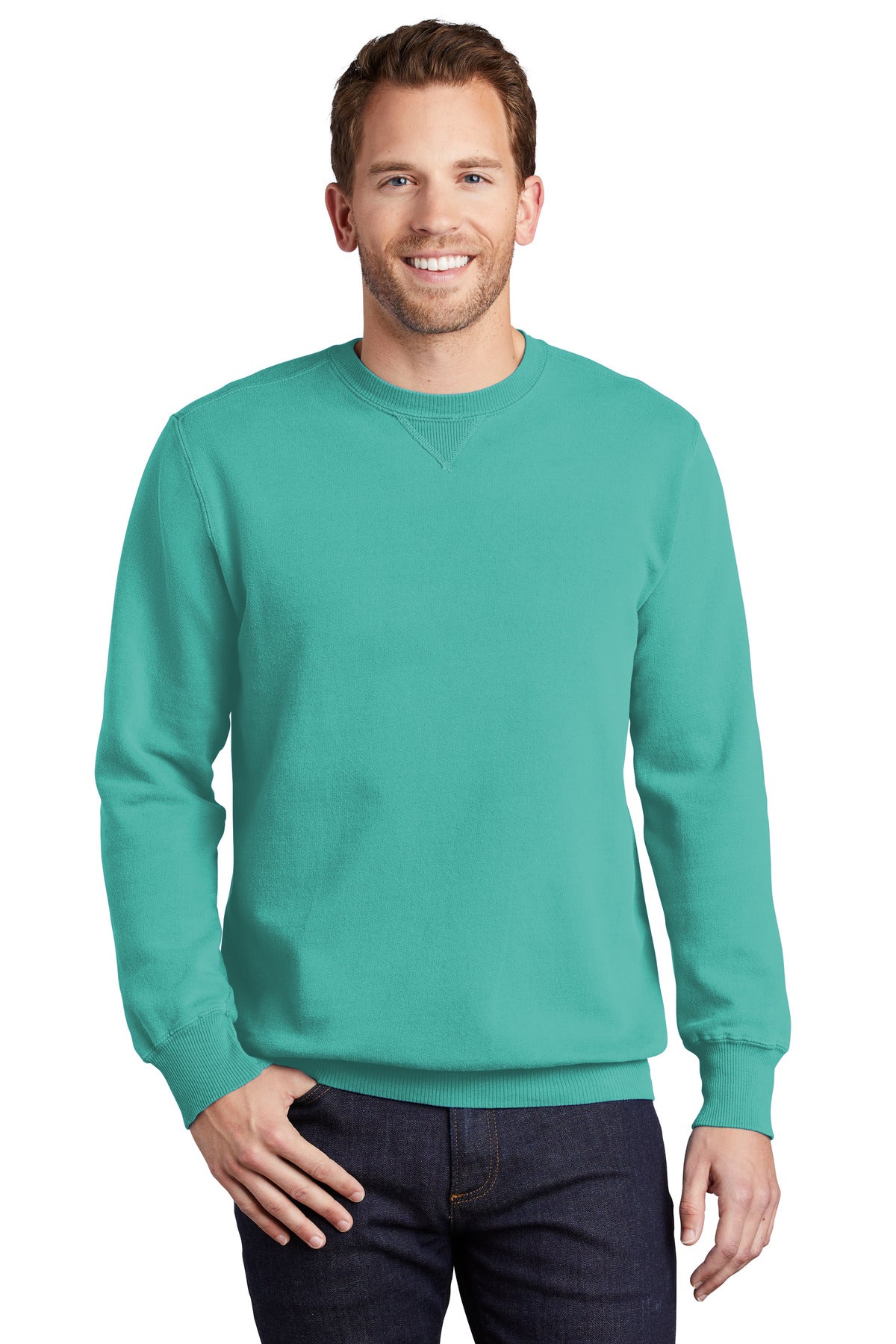 Custom Embroidered - Port & Company® Beach Wash® Garment-Dyed Crewneck Sweatshirt PC098