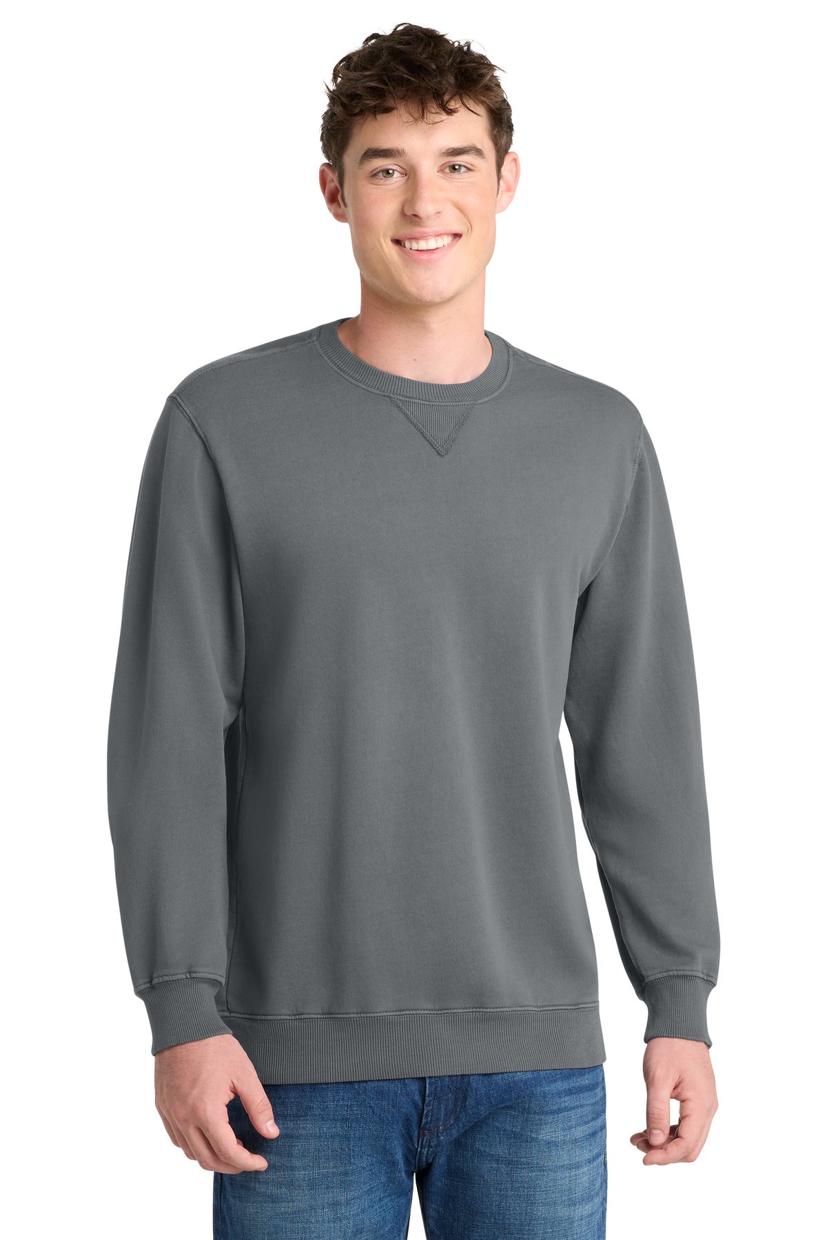 Custom Embroidery or DTF Print - Port & Co ® Beach Wash ® Garment-Dyed Crewneck Sweatshirt PC098