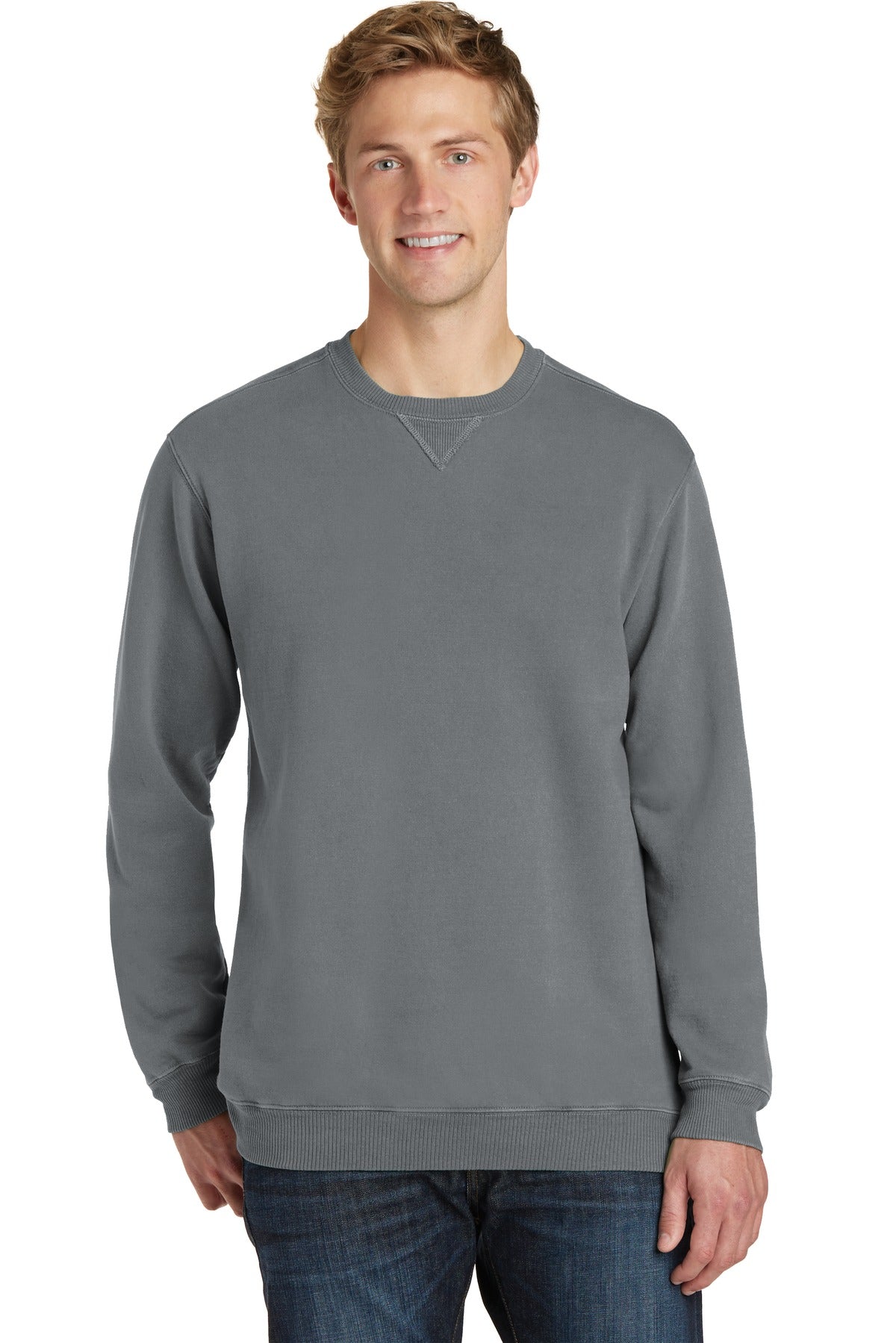 Custom Embroidered - Port & Company® Beach Wash® Garment-Dyed Crewneck Sweatshirt PC098