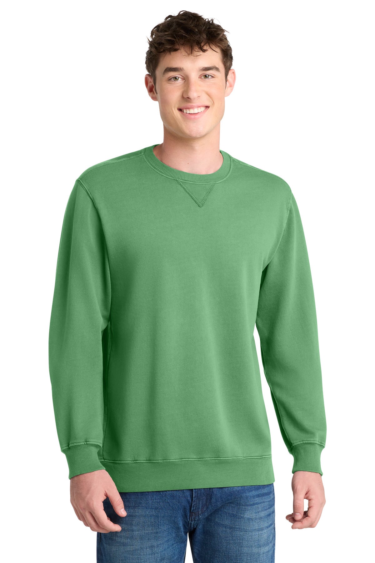 Custom Embroidery or DTF Print - Port & Co ® Beach Wash ® Garment-Dyed Crewneck Sweatshirt PC098