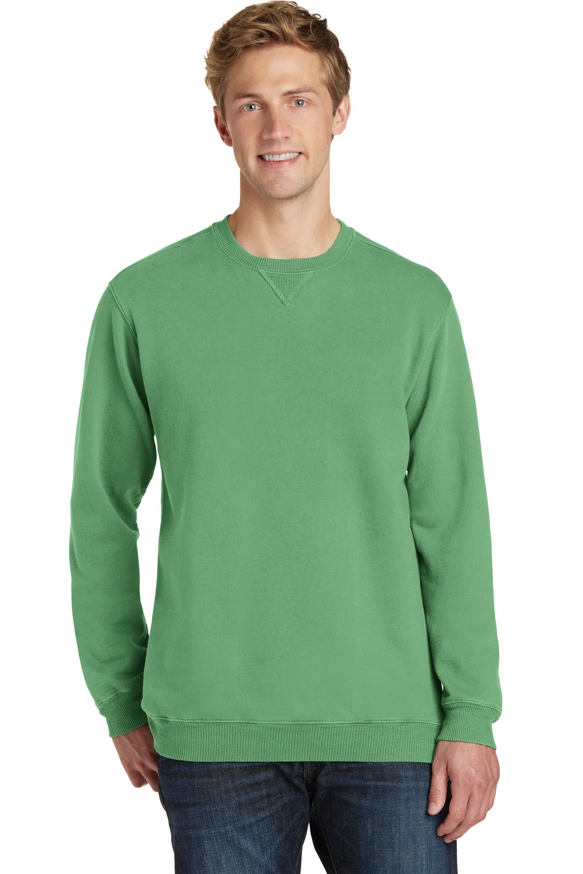 Custom Embroidered or DTF Print on Port & Co ™ Beach Wash ® Garment-Dyed Crewneck Sweatshirt PC098
