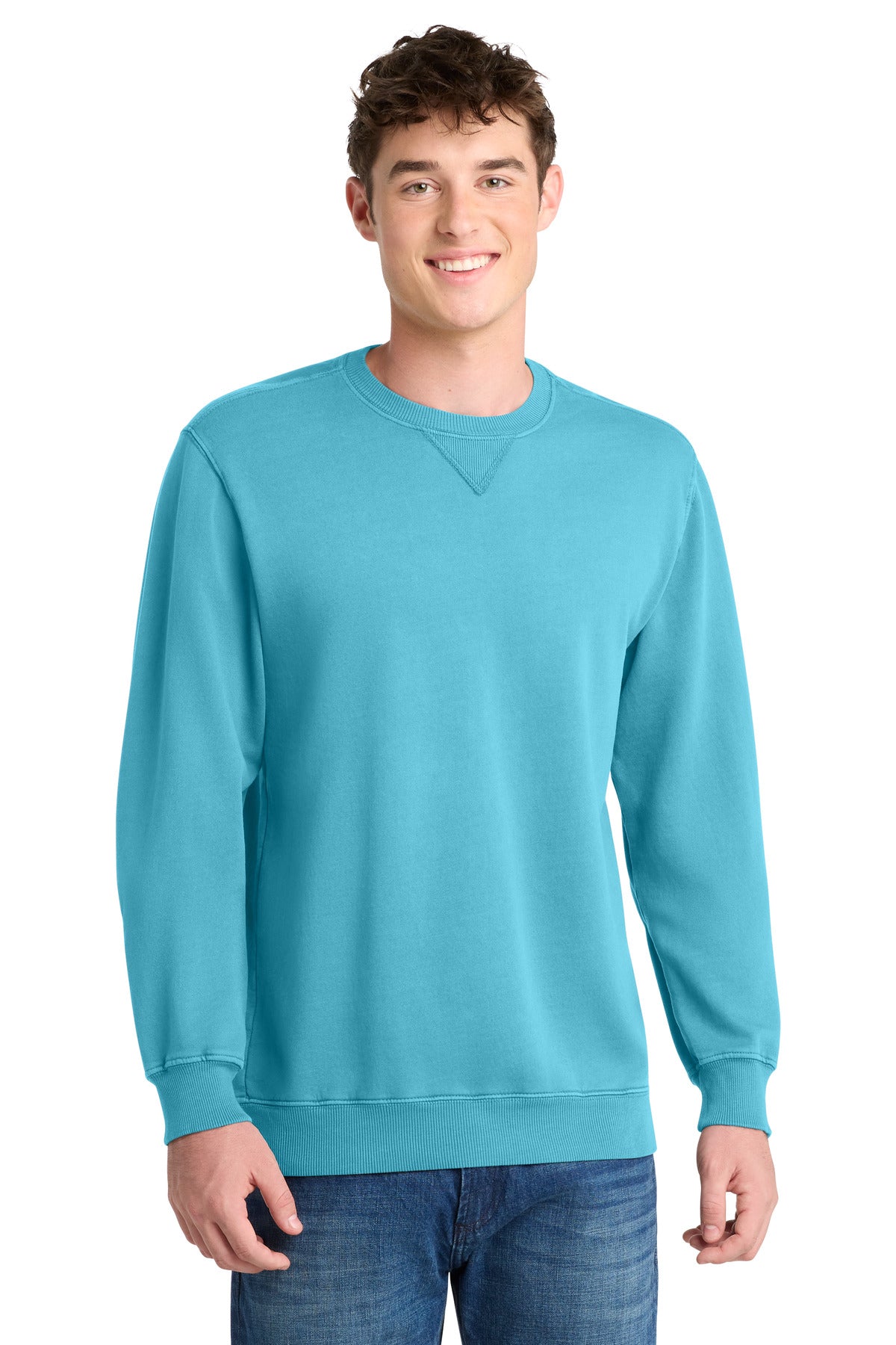 Custom Embroidery or DTF Print - Port & Co ® Beach Wash ® Garment-Dyed Crewneck Sweatshirt PC098