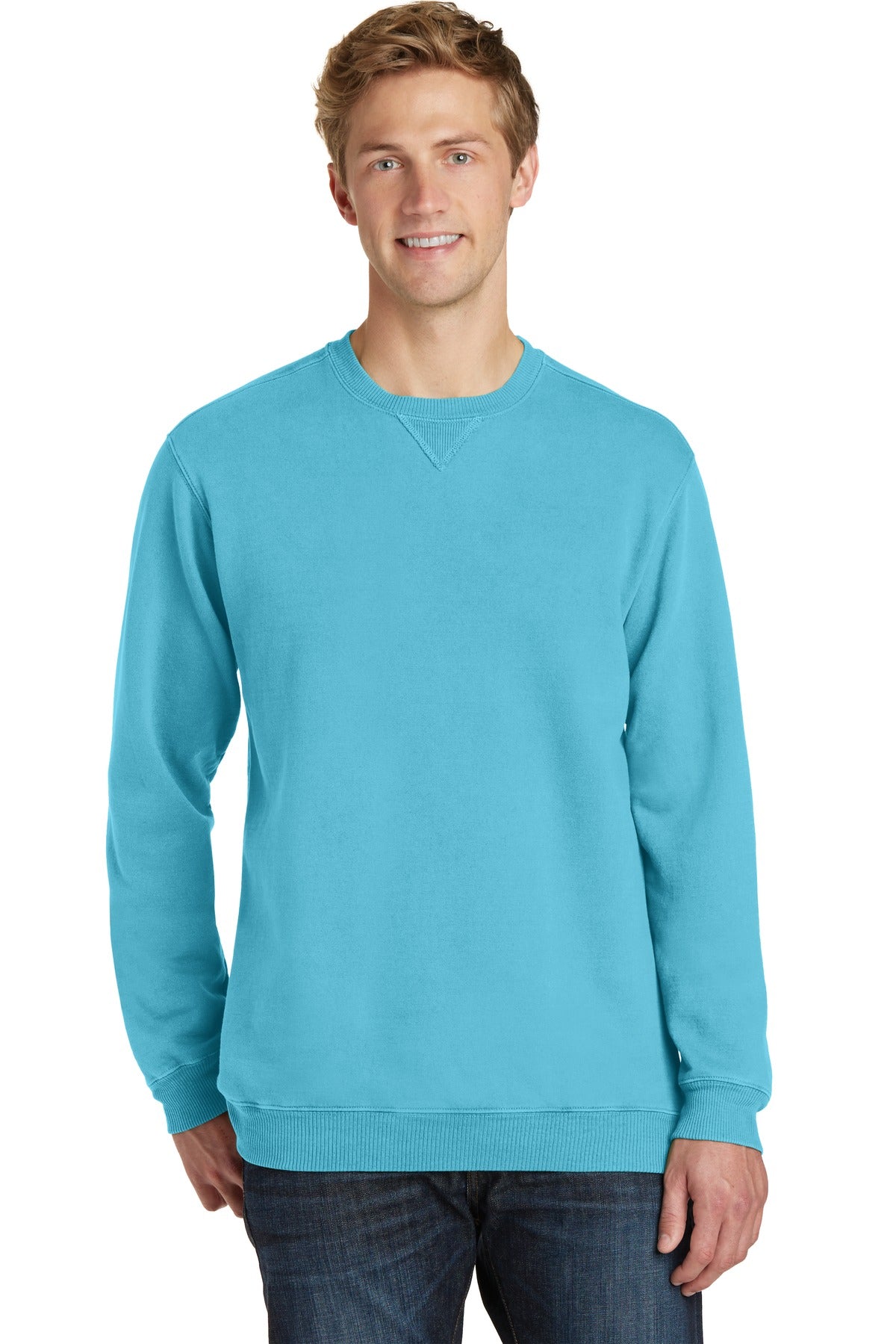 Custom Embroidered - Port & Company® Beach Wash® Garment-Dyed Crewneck Sweatshirt PC098