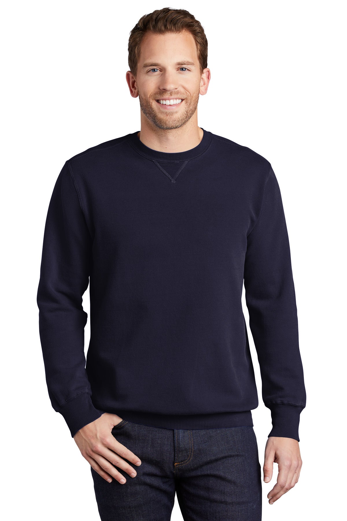 Custom Embroidered - Port & Company® Beach Wash® Garment-Dyed Crewneck Sweatshirt PC098