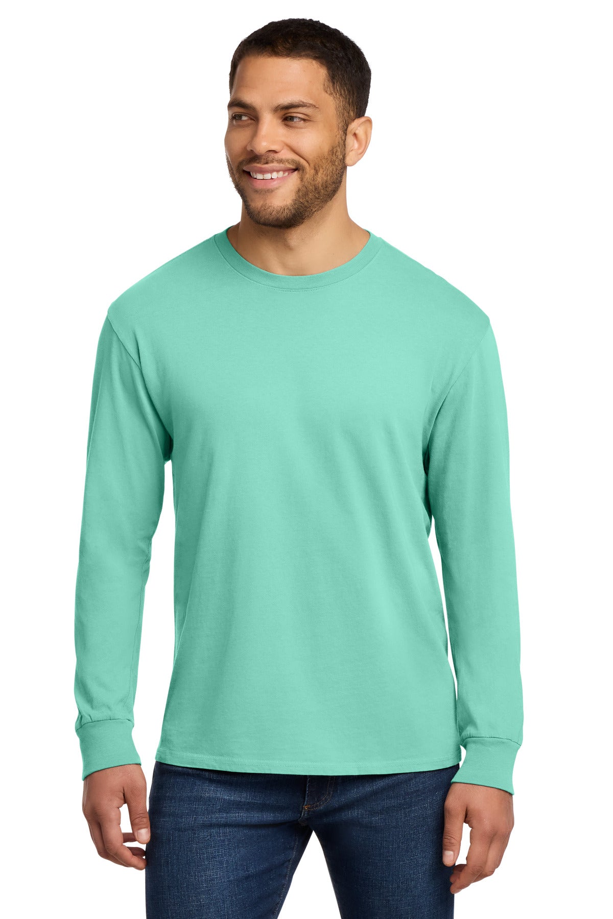 Custom Embroidery or DTF Print - Port & Co ® Beach Wash ® Garment-Dyed Long Sleeve Tee PC099LS