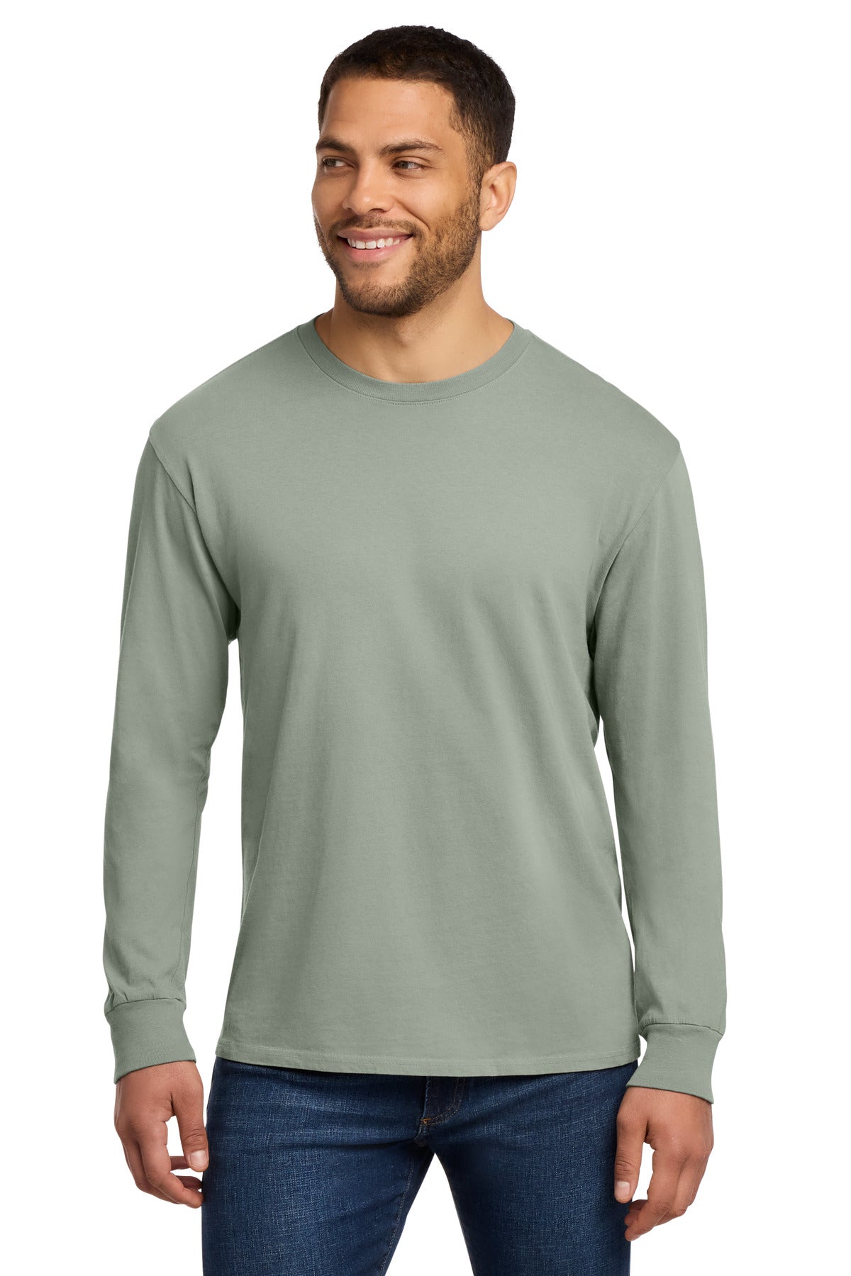 Custom Embroidery or DTF Print - Port & Co ® Beach Wash ® Garment-Dyed Long Sleeve Tee PC099LS