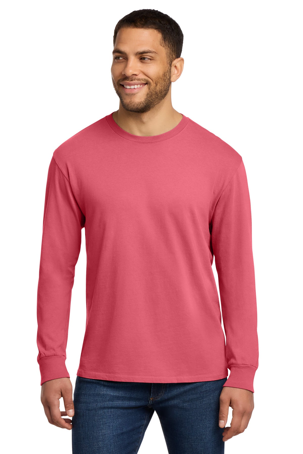 Custom Embroidery or DTF Print - Port & Co ® Beach Wash ® Garment-Dyed Long Sleeve Tee PC099LS