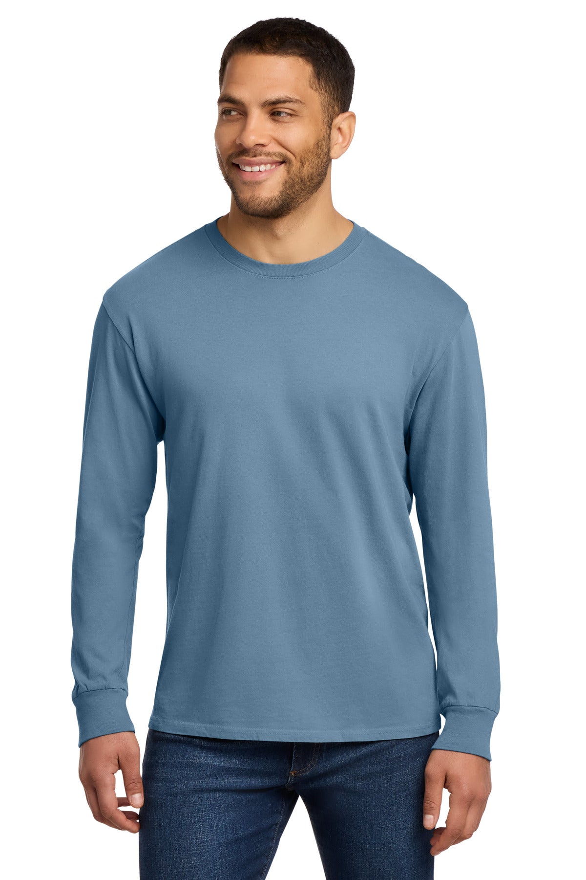 Custom Embroidery or DTF Print - Port & Co ® Beach Wash ® Garment-Dyed Long Sleeve Tee PC099LS