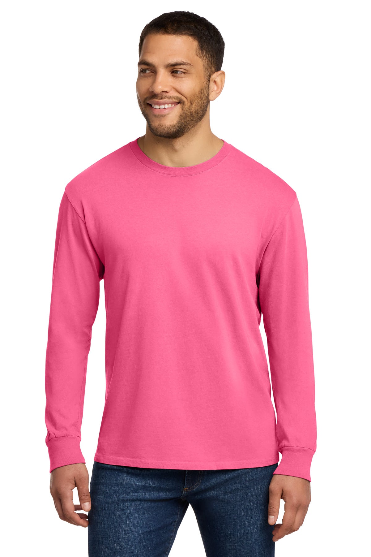 Custom Embroidery or DTF Print - Port & Co ® Beach Wash ® Garment-Dyed Long Sleeve Tee PC099LS