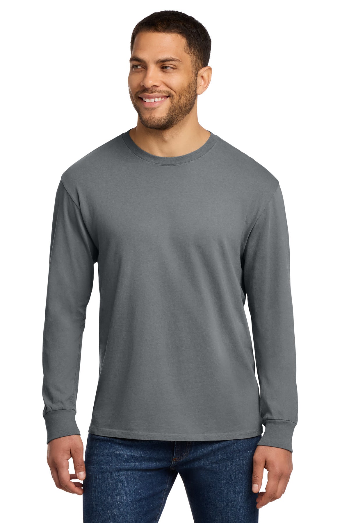 Custom Embroidery or DTF Print - Port & Co ® Beach Wash ® Garment-Dyed Long Sleeve Tee PC099LS