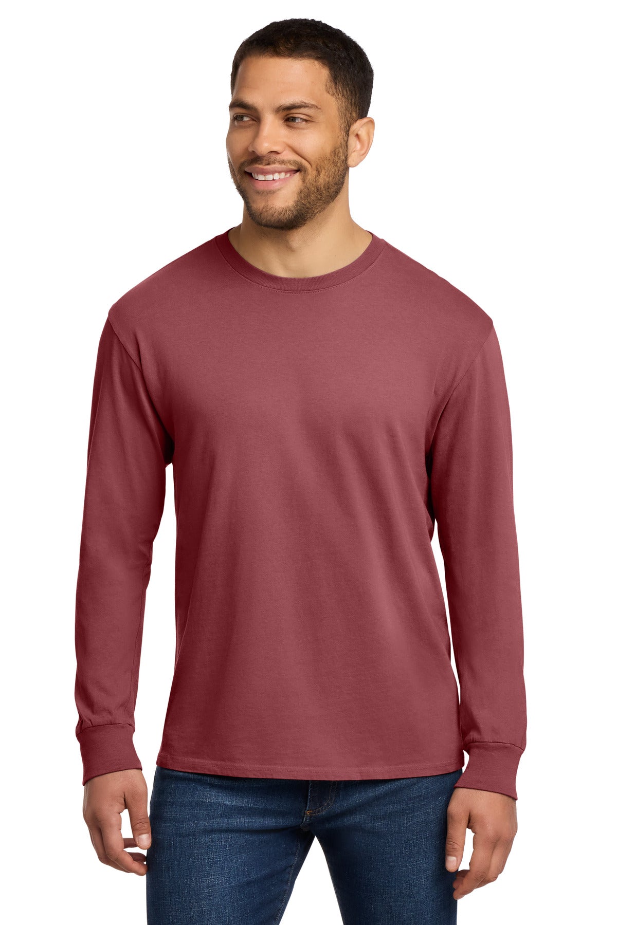 Custom Embroidery or DTF Print - Port & Co ® Beach Wash ® Garment-Dyed Long Sleeve Tee PC099LS