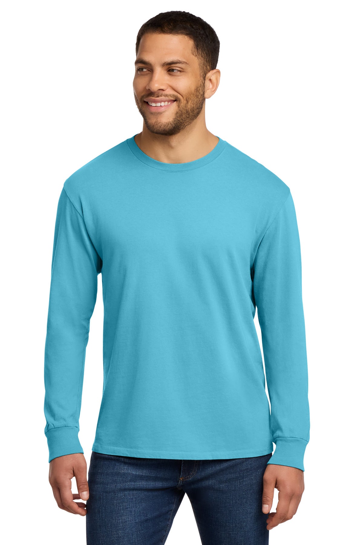 Custom Embroidery or DTF Print - Port & Co ® Beach Wash ® Garment-Dyed Long Sleeve Tee PC099LS