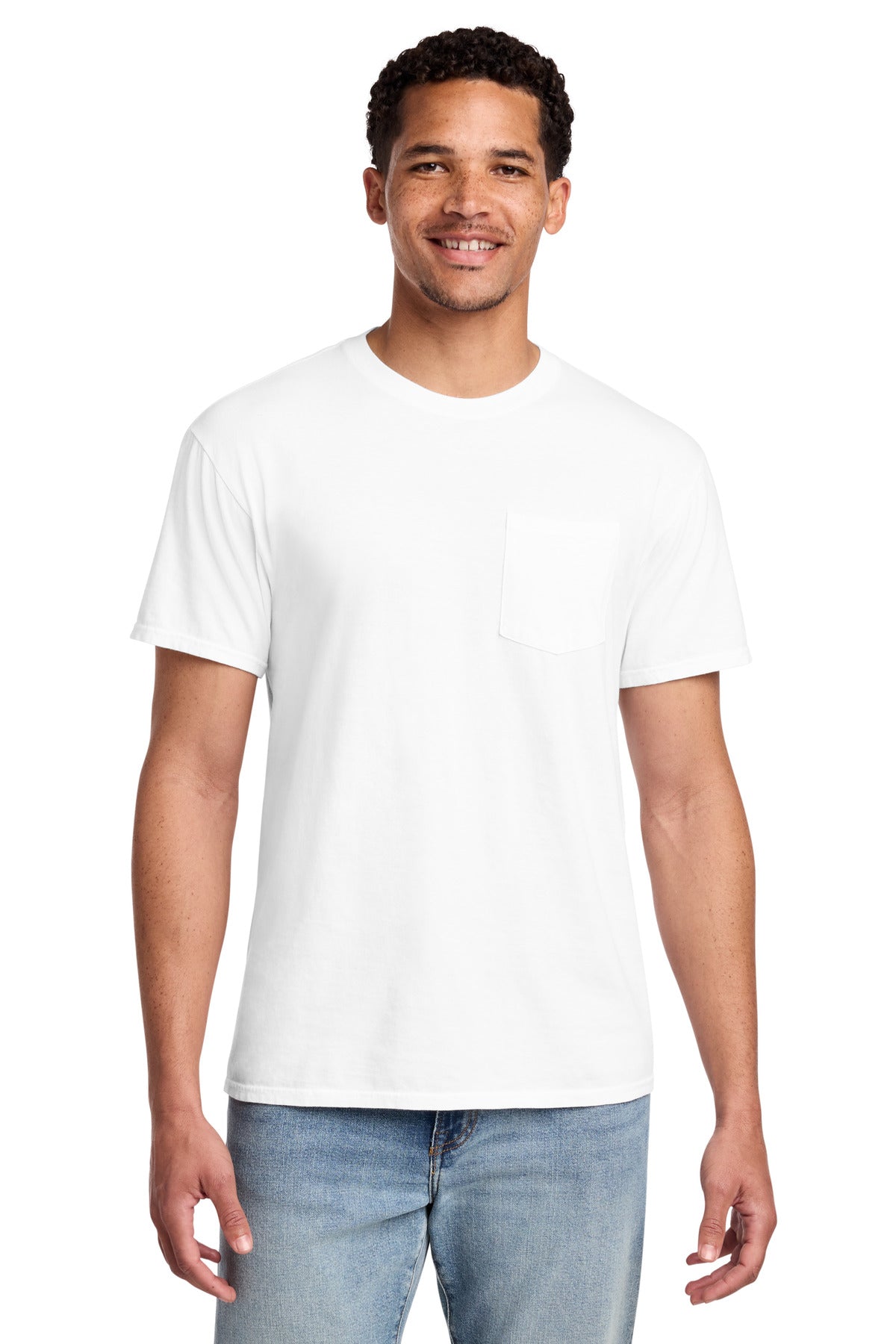 Custom Embroidery or DTF Print - Port & Co ® Beach Wash ® Garment-Dyed Pocket Tee. PC099P