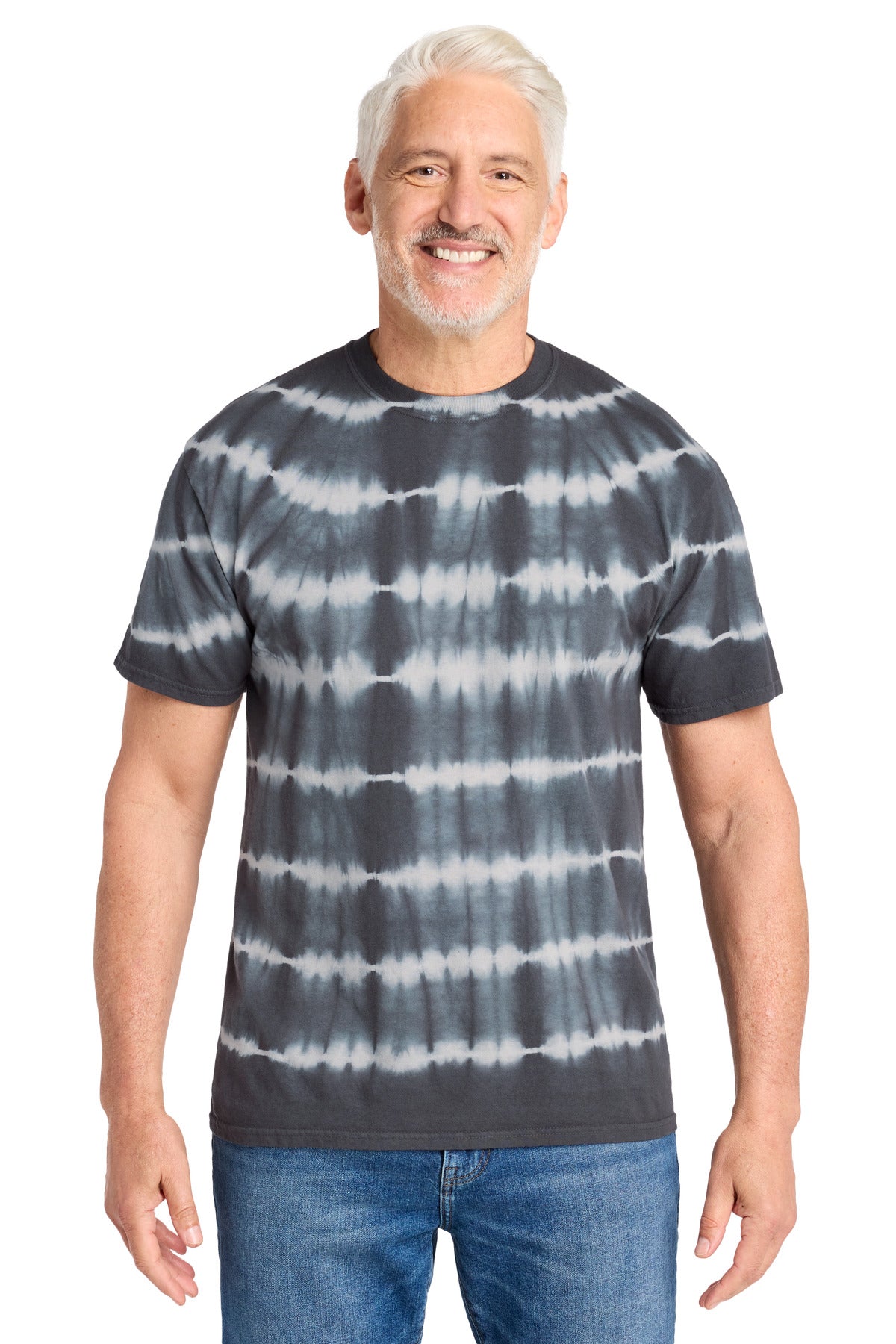 Custom Embroidery or DTF Print - Port & Co ® Allover Stripe Tie-Dye Tee PC142