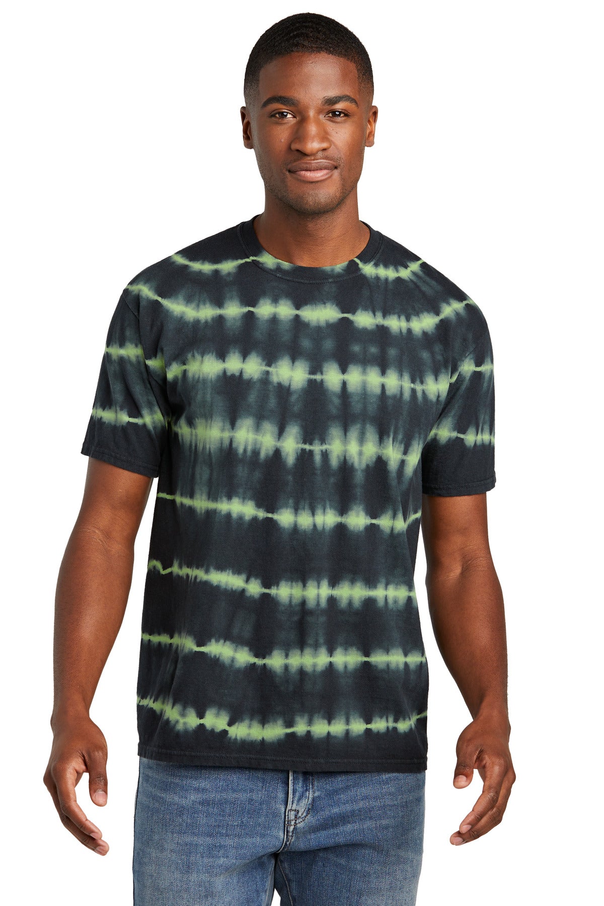 Custom Embroidery or DTF Print - Port & Co ® Allover Stripe Tie-Dye Tee PC142