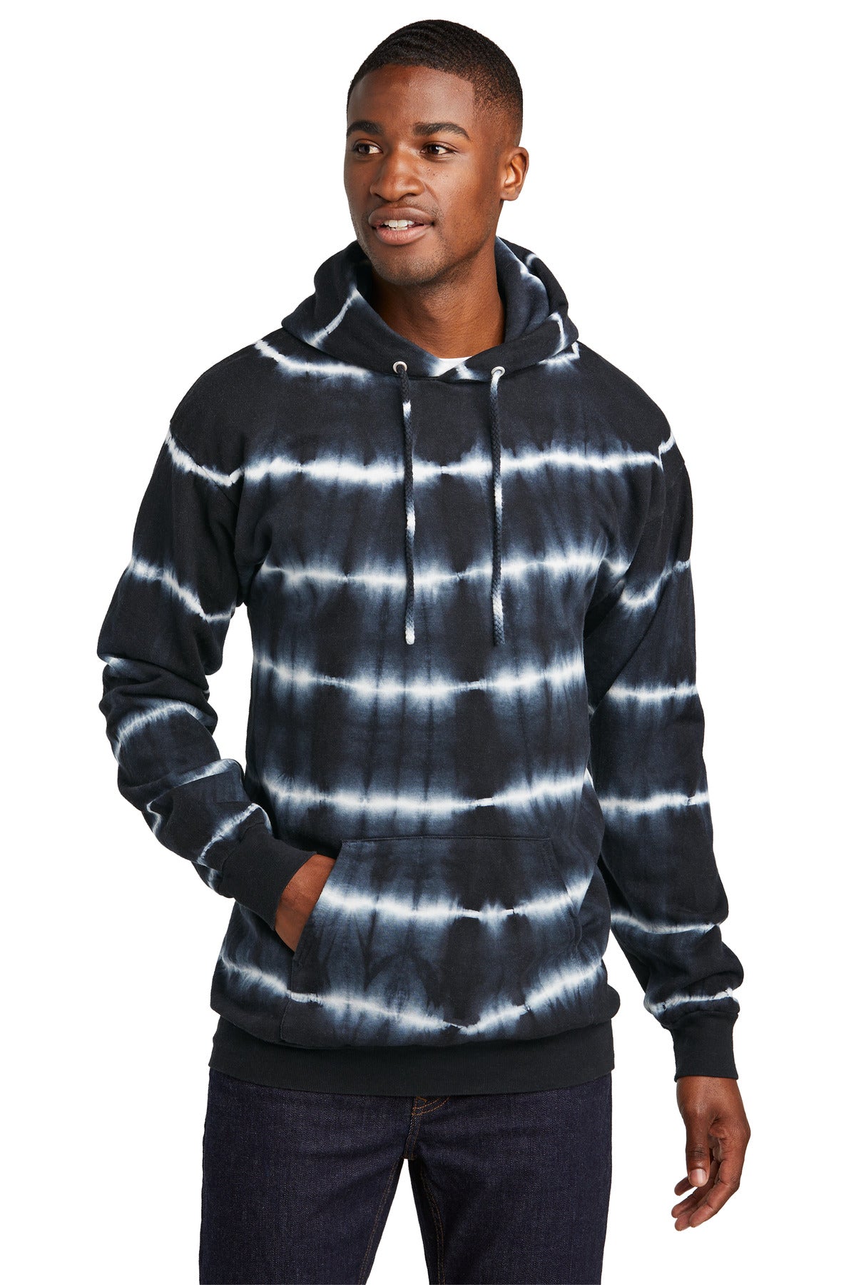 Custom Embroidery or DTF Print - Port & Co ™ Allover Stripe Tie-Dye Fleece PC143