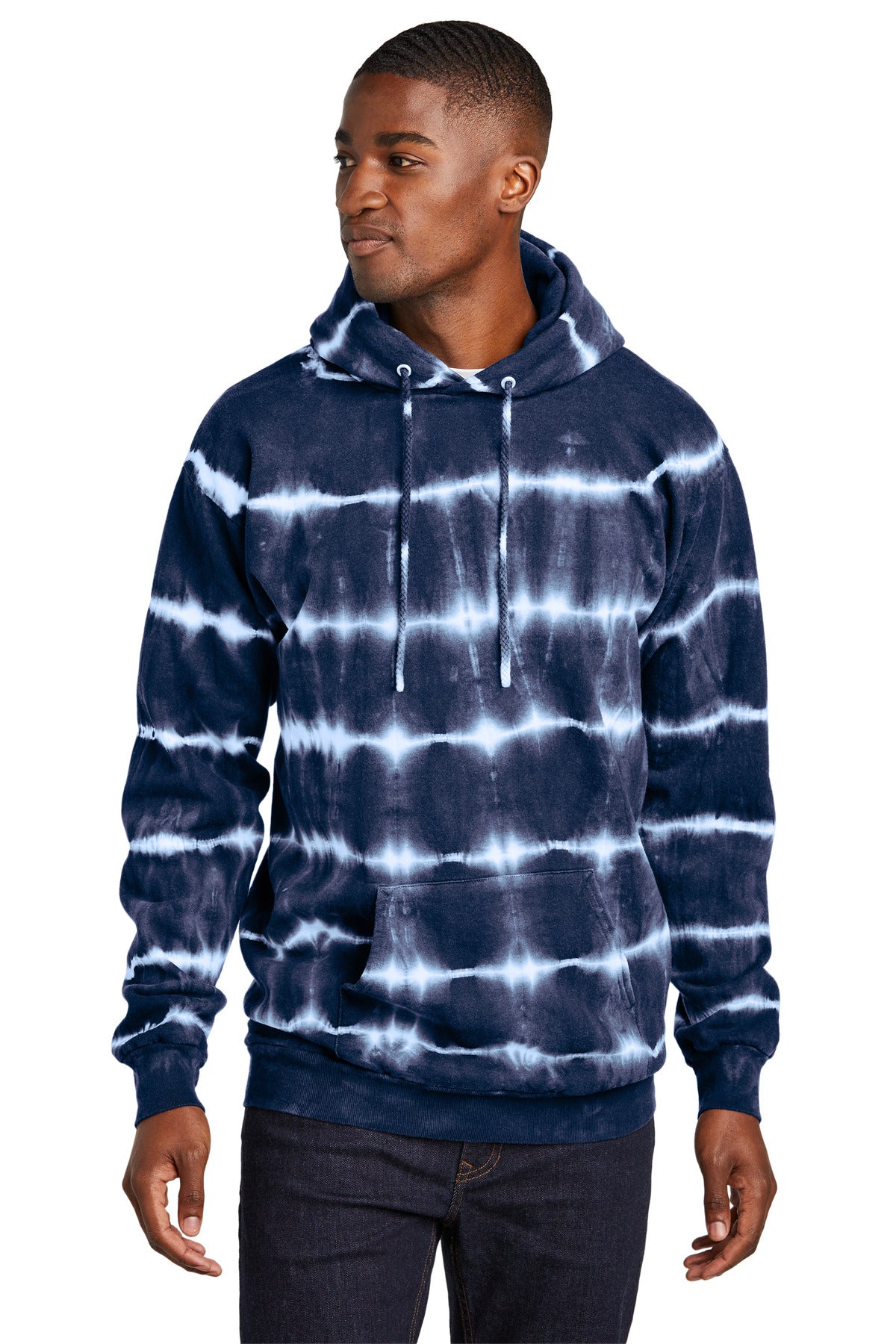 Custom Embroidered or DTF Print on Port & Co ™ Allover Stripe Tie-Dye Fleece PC143