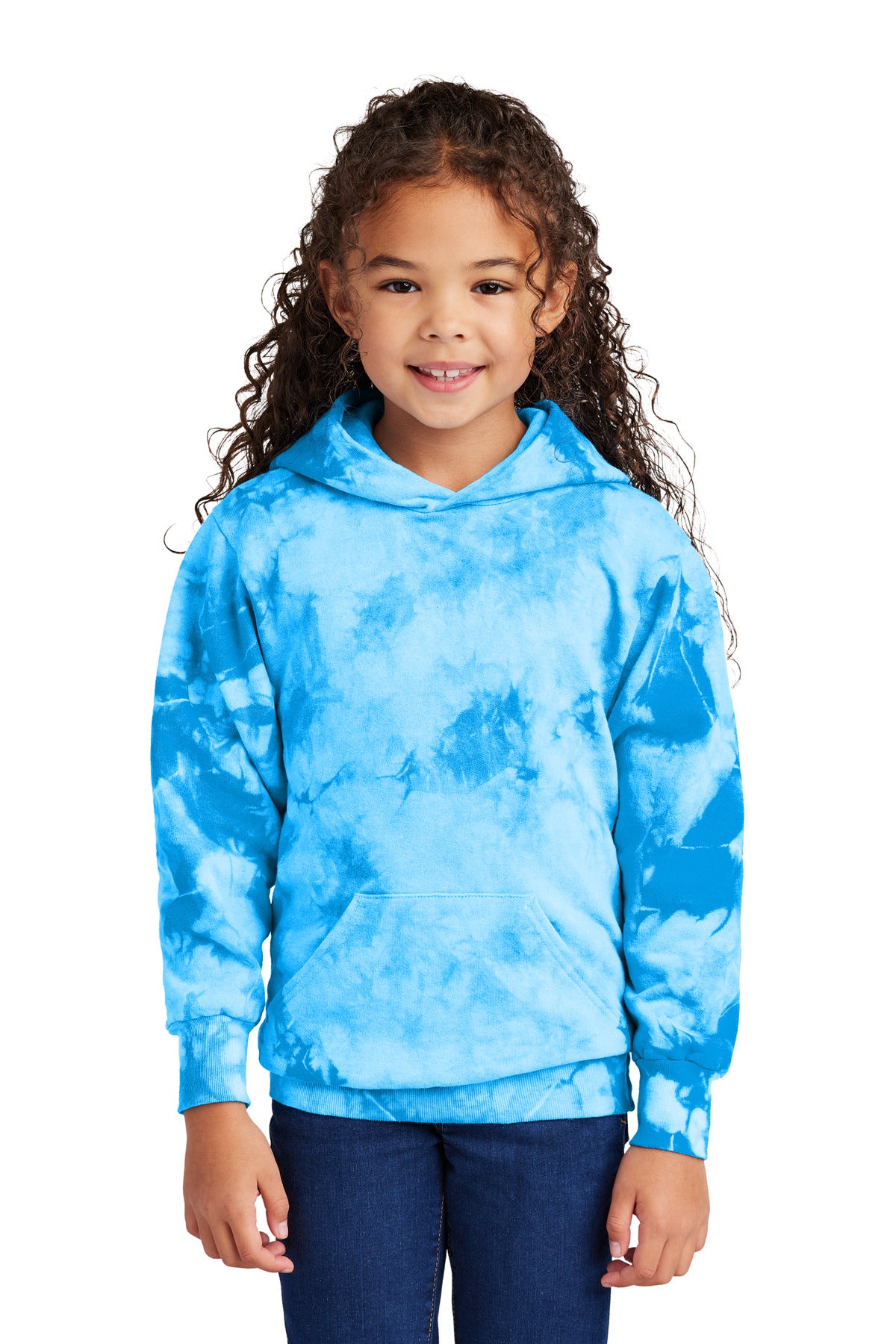 Custom Embroidery or DTF Print - Port & Co ™ Youth Crystal Tie-Dye Pullover Hoodie PC144Y