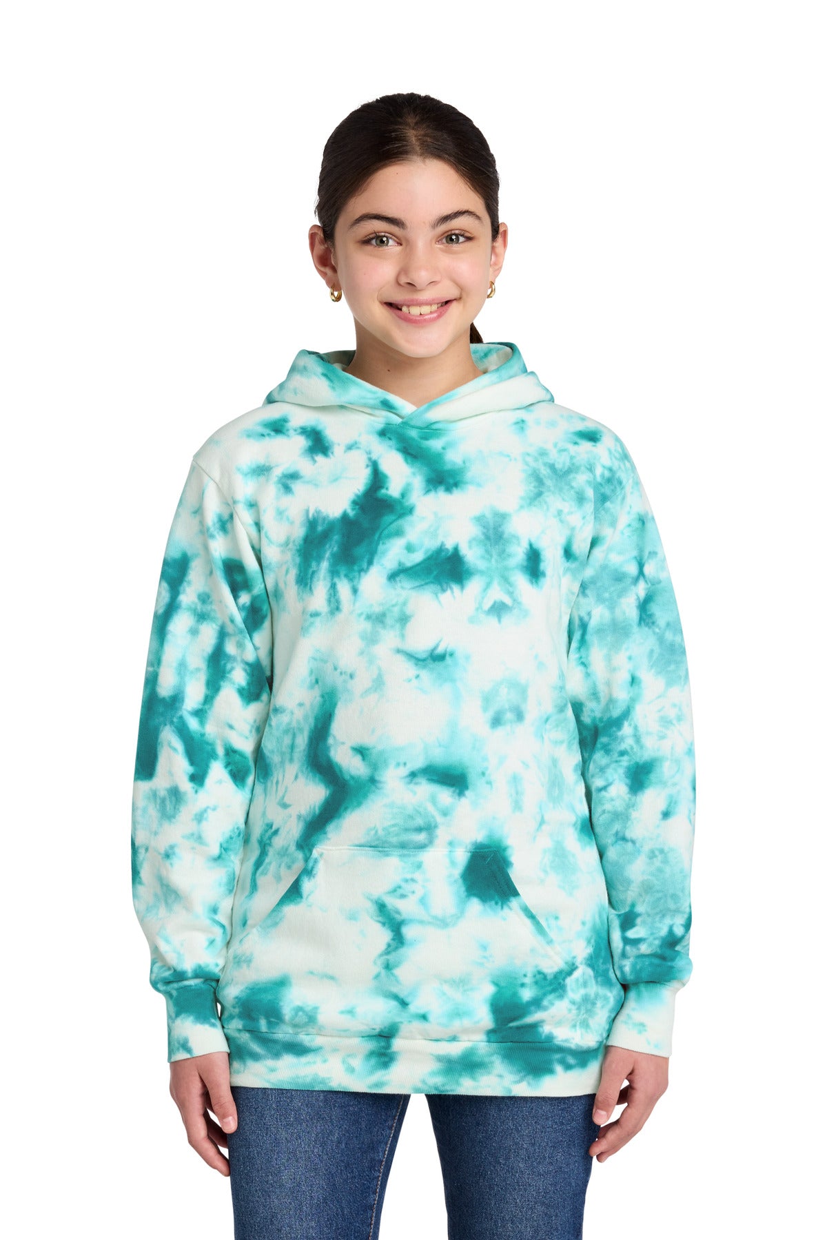 Custom Embroidery or DTF Print - Port & Co ® Youth Crystal Tie-Dye Pullover Hoodie PC144Y