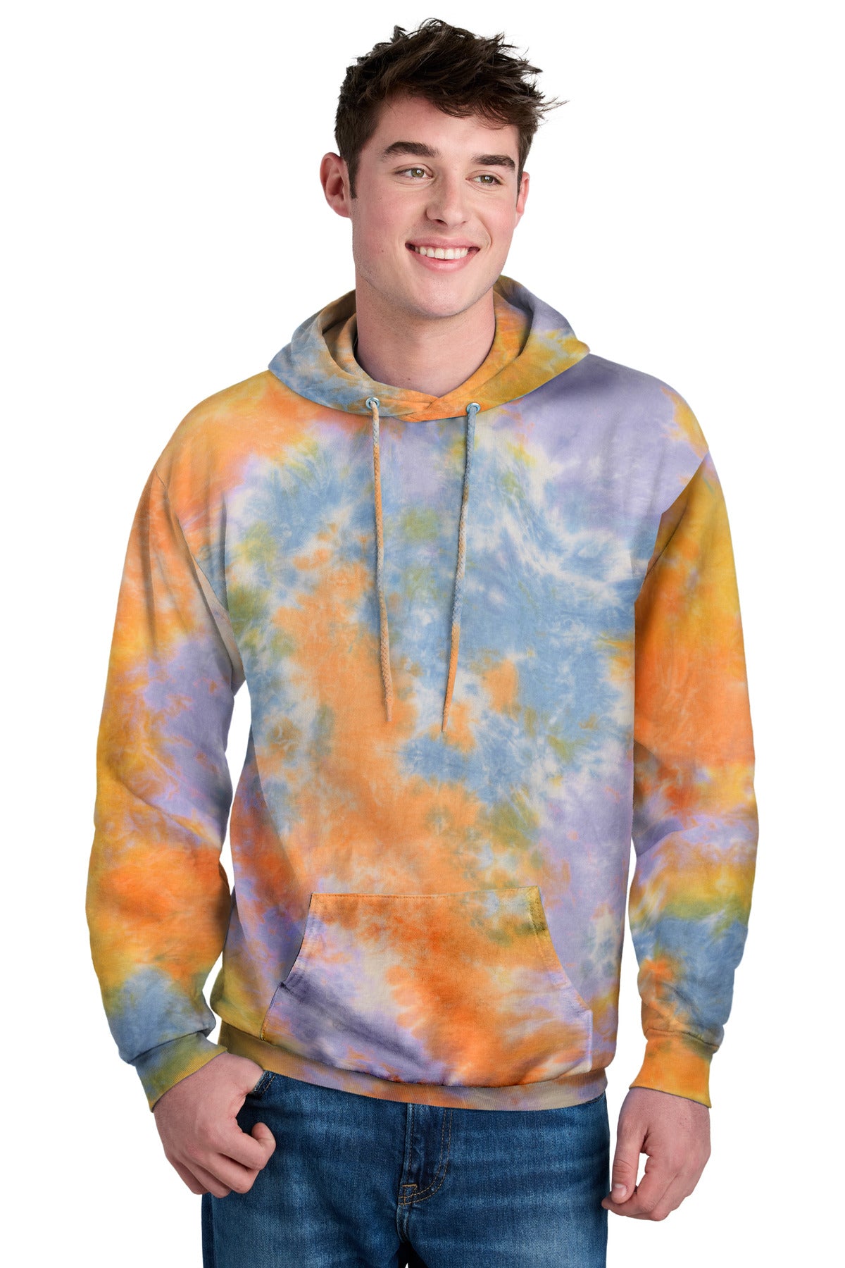 Custom Embroidery or DTF Print - Port & Co ™ Crystal Tie-Dye Pullover Hoodie PC144