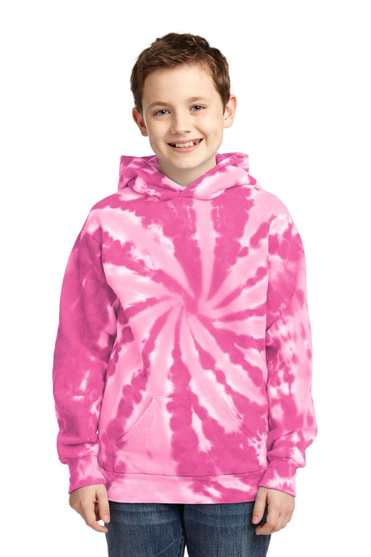 Custom Embroidered or DTF Print on Port & Co ™ Youth Tie-Dye Pullover Hooded Sweatshirt. PC146Y