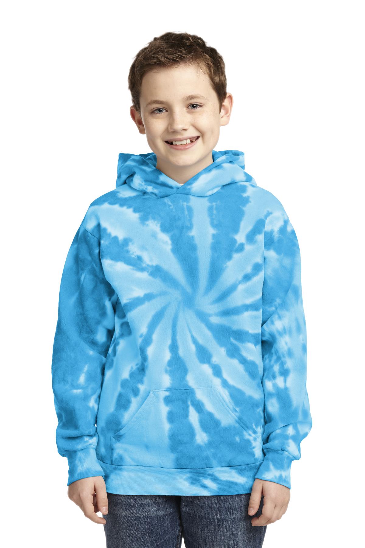 Custom Embroidered or DTF Print on Port & Co ™ Youth Tie-Dye Pullover Hooded Sweatshirt. PC146Y