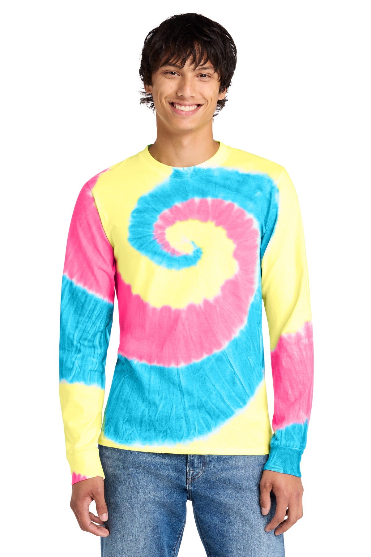 Custom Embroidery or DTF Print - Port & Co ® Tie-Dye Long Sleeve Tee. PC147LS