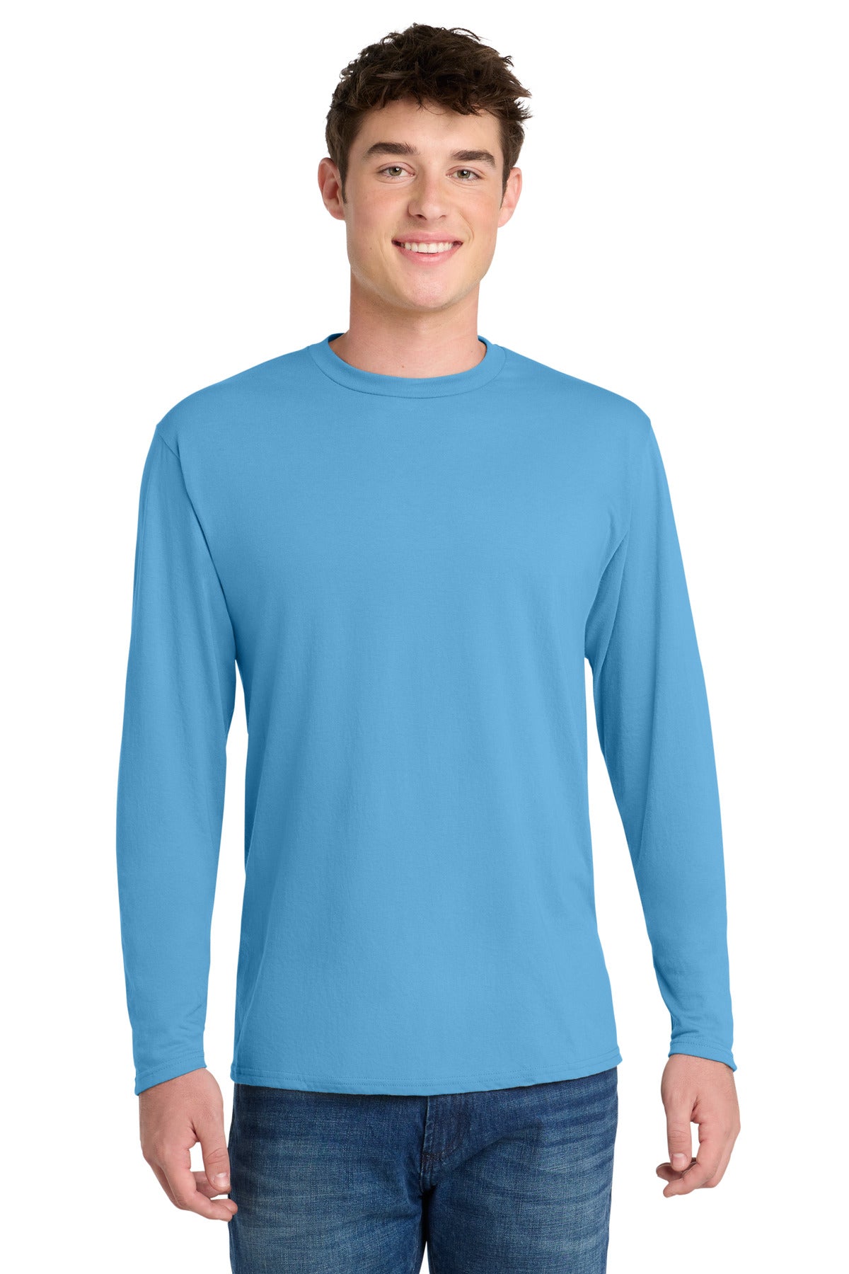 Custom Embroidery or DTF Print - Port & Co ® Long Sleeve Performance Blend Tee. PC381LS