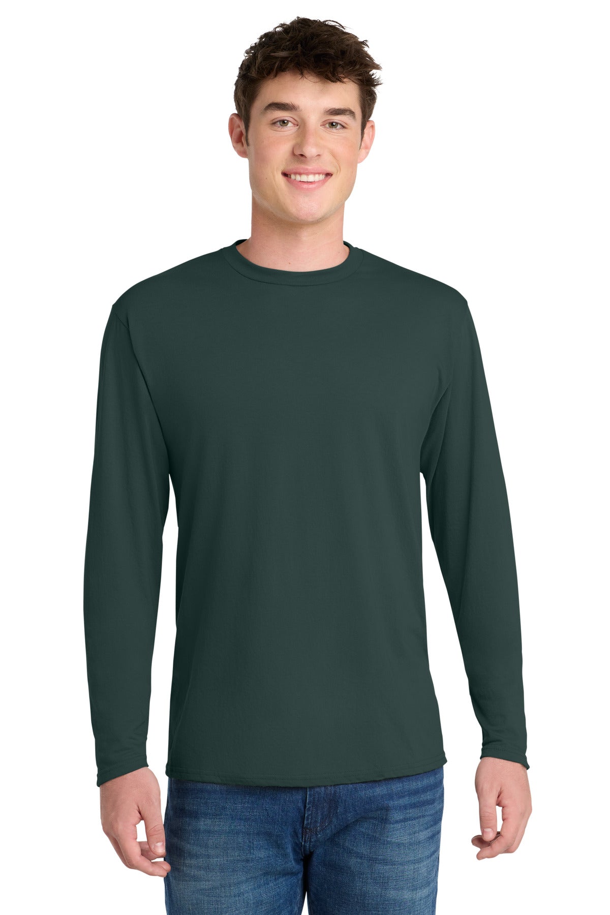 Custom Embroidery or DTF Print - Port & Co ® Long Sleeve Performance Blend Tee. PC381LS