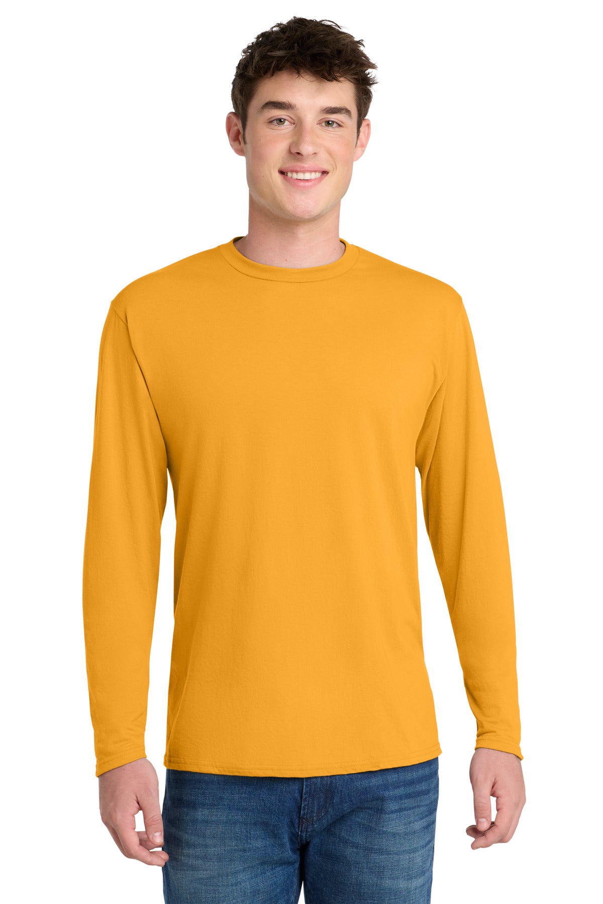 Custom Embroidery or DTF Print - Port & Co ® Long Sleeve Performance Blend Tee. PC381LS