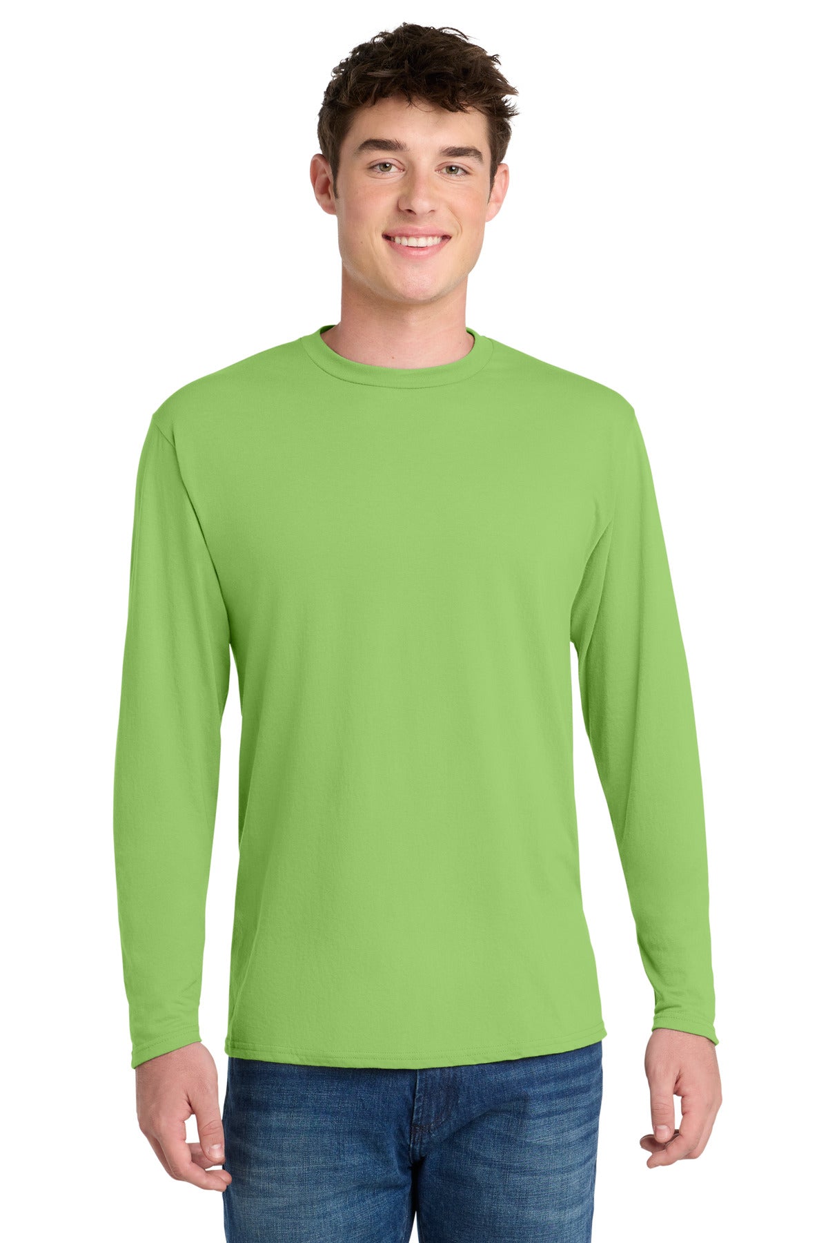 Custom Embroidery or DTF Print - Port & Co ® Long Sleeve Performance Blend Tee. PC381LS