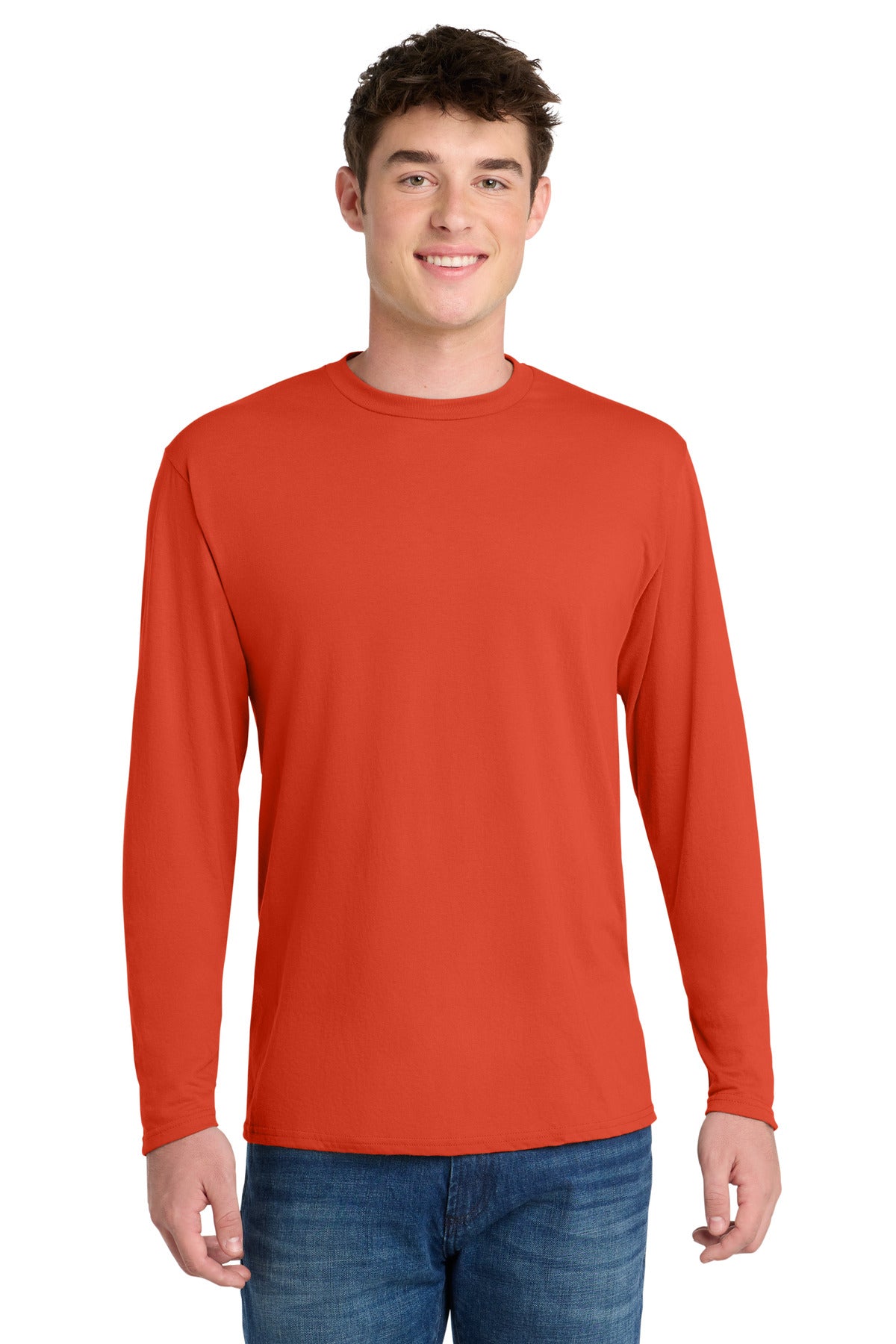 Custom Embroidery or DTF Print - Port & Co ® Long Sleeve Performance Blend Tee. PC381LS