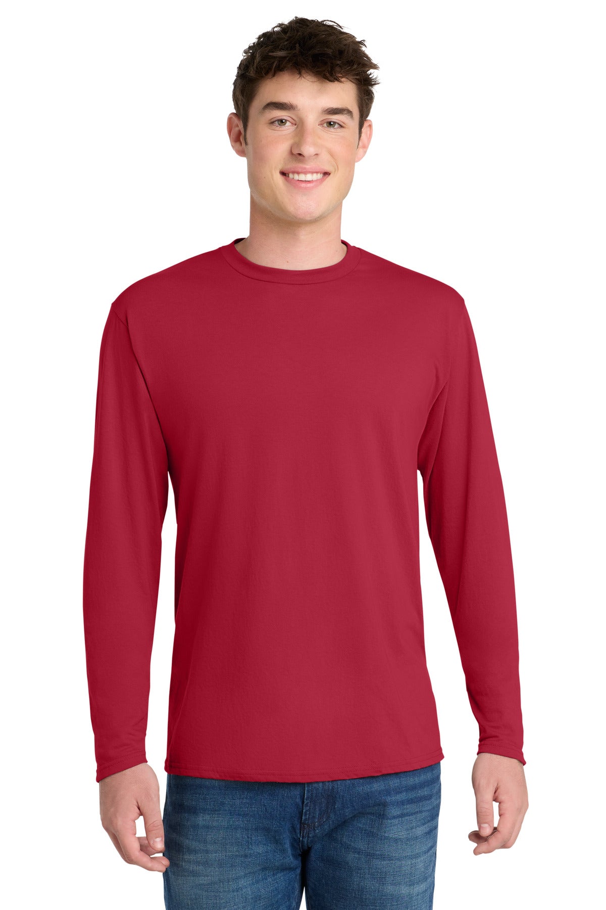 Custom Embroidery or DTF Print - Port & Co ® Long Sleeve Performance Blend Tee. PC381LS
