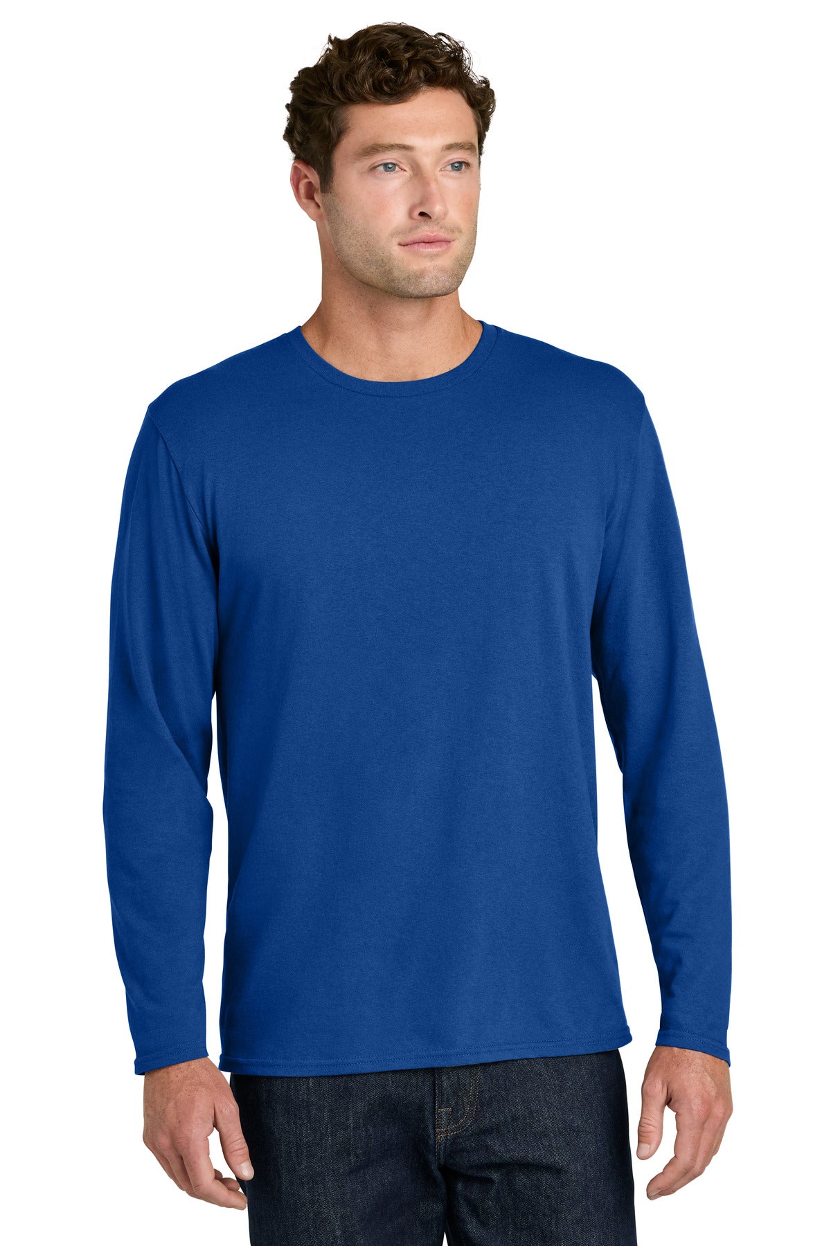 Custom Embroidery or DTF Print - Port & Co ® Easy Cotton Long Sleeve Tee PC43LS