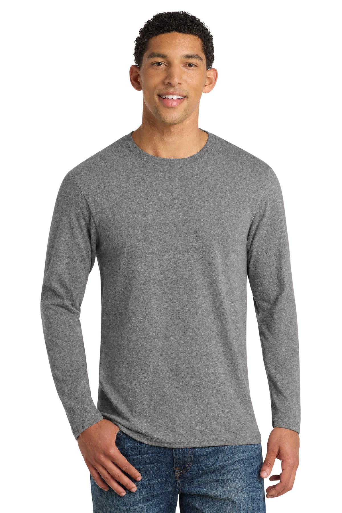Custom Embroidery or DTF Print - Port & Co ® Long Sleeve Fan Favorite ™ Blend Tee. PC455LS