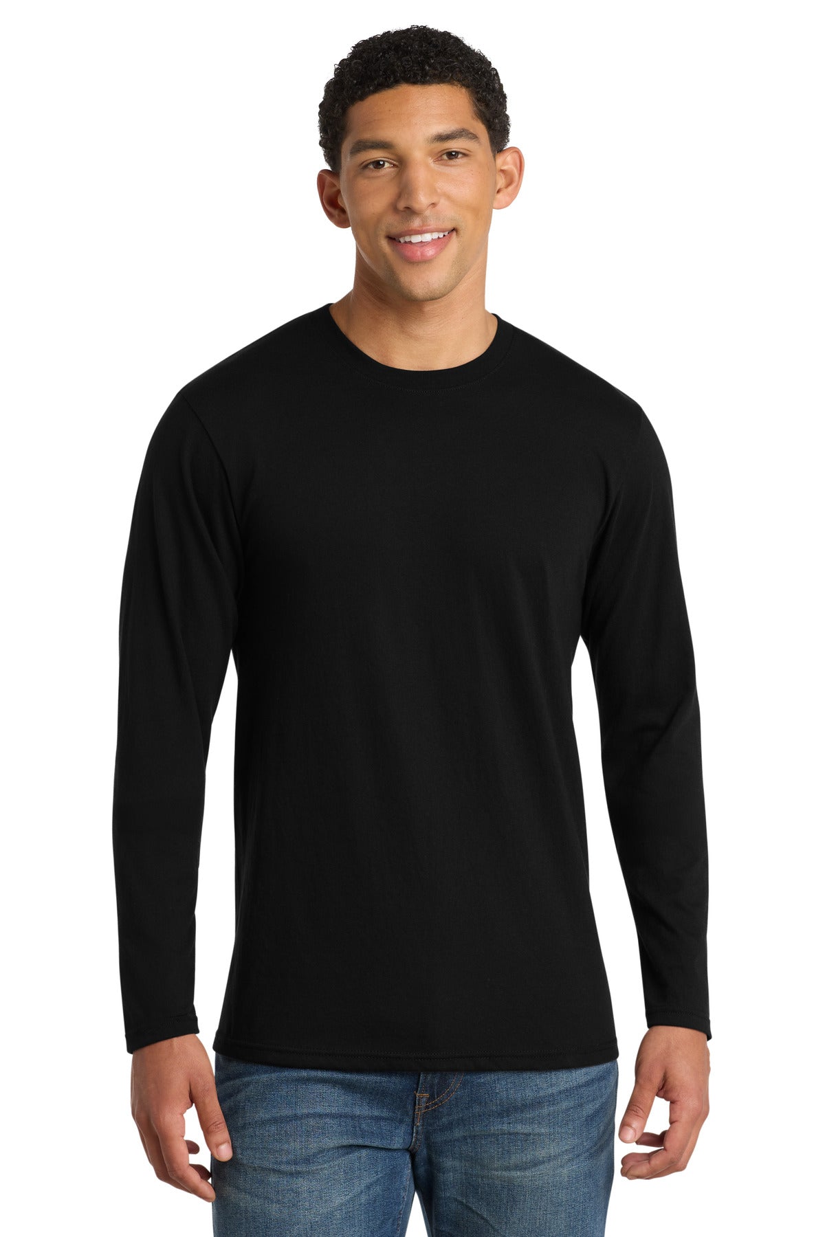 Custom Embroidery or DTF Print - Port & Co ® Long Sleeve Fan Favorite ™ Blend Tee. PC455LS
