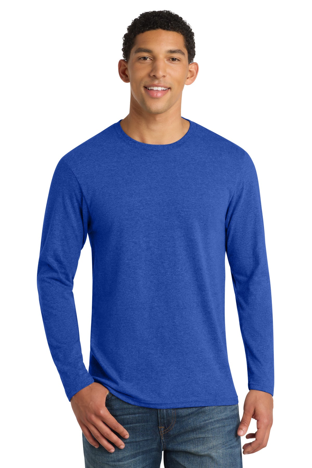 Custom Embroidery or DTF Print - Port & Co ® Long Sleeve Fan Favorite ™ Blend Tee. PC455LS